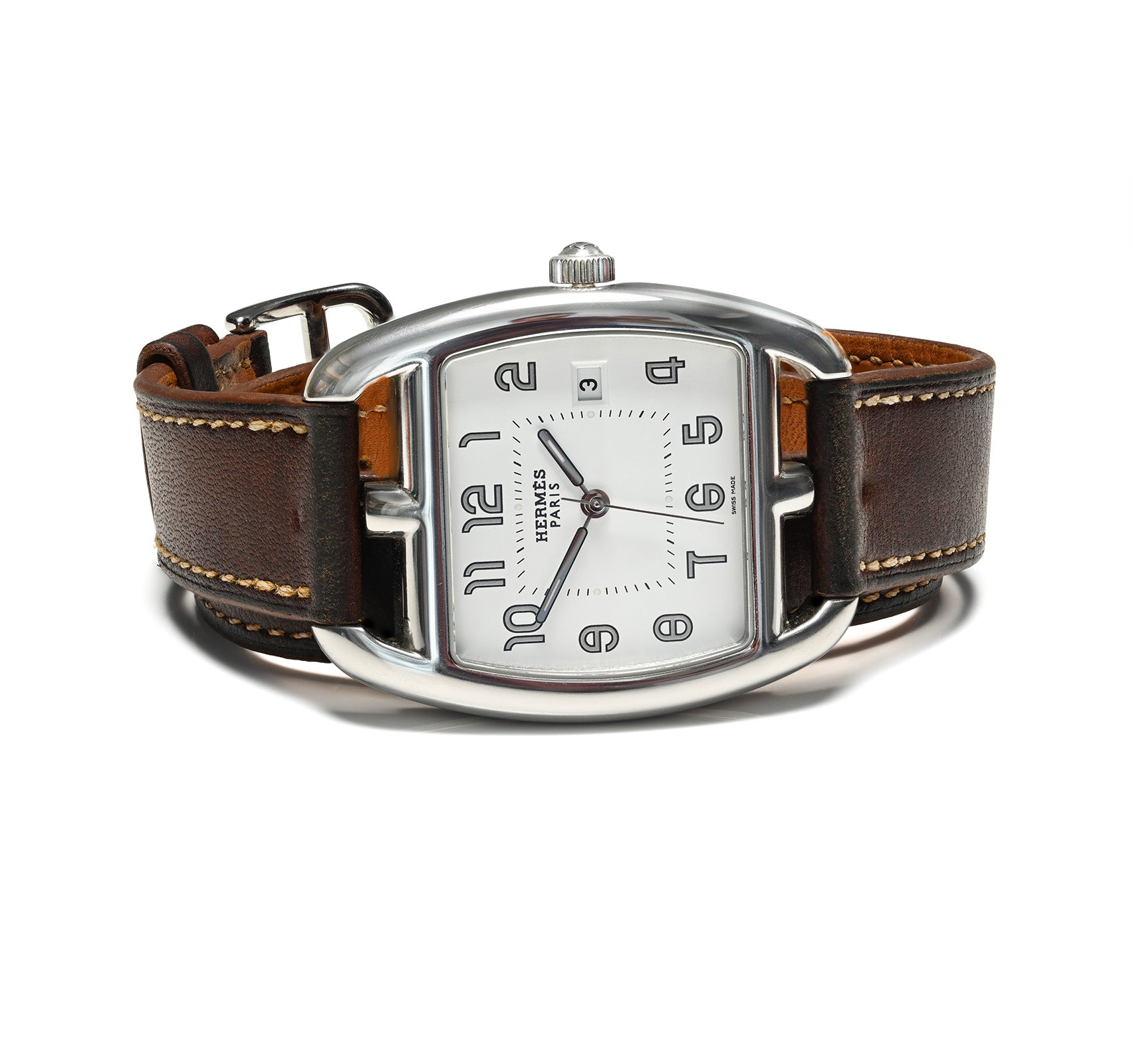 Hermès Cape Cod Tonneau Quartz Watch Double Tour Strap