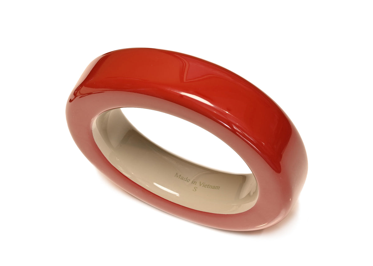 Hermes Paris Red Wood Lacquer Bangle Bracelet 1