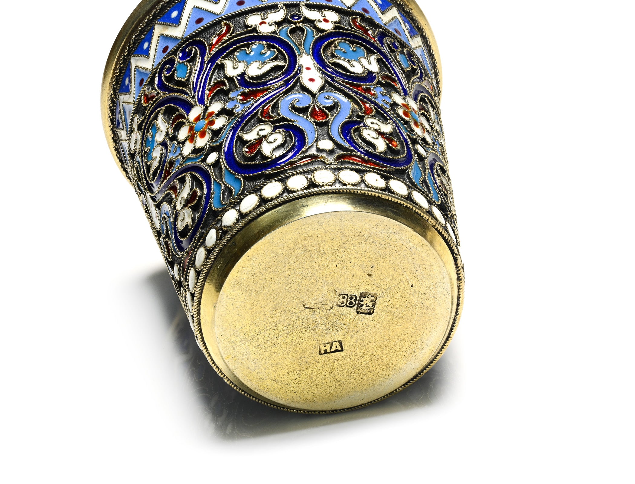 Russian Nikolai Alekseyev Hallmark Silver-Gilt Cloisonné Enamel Beaker