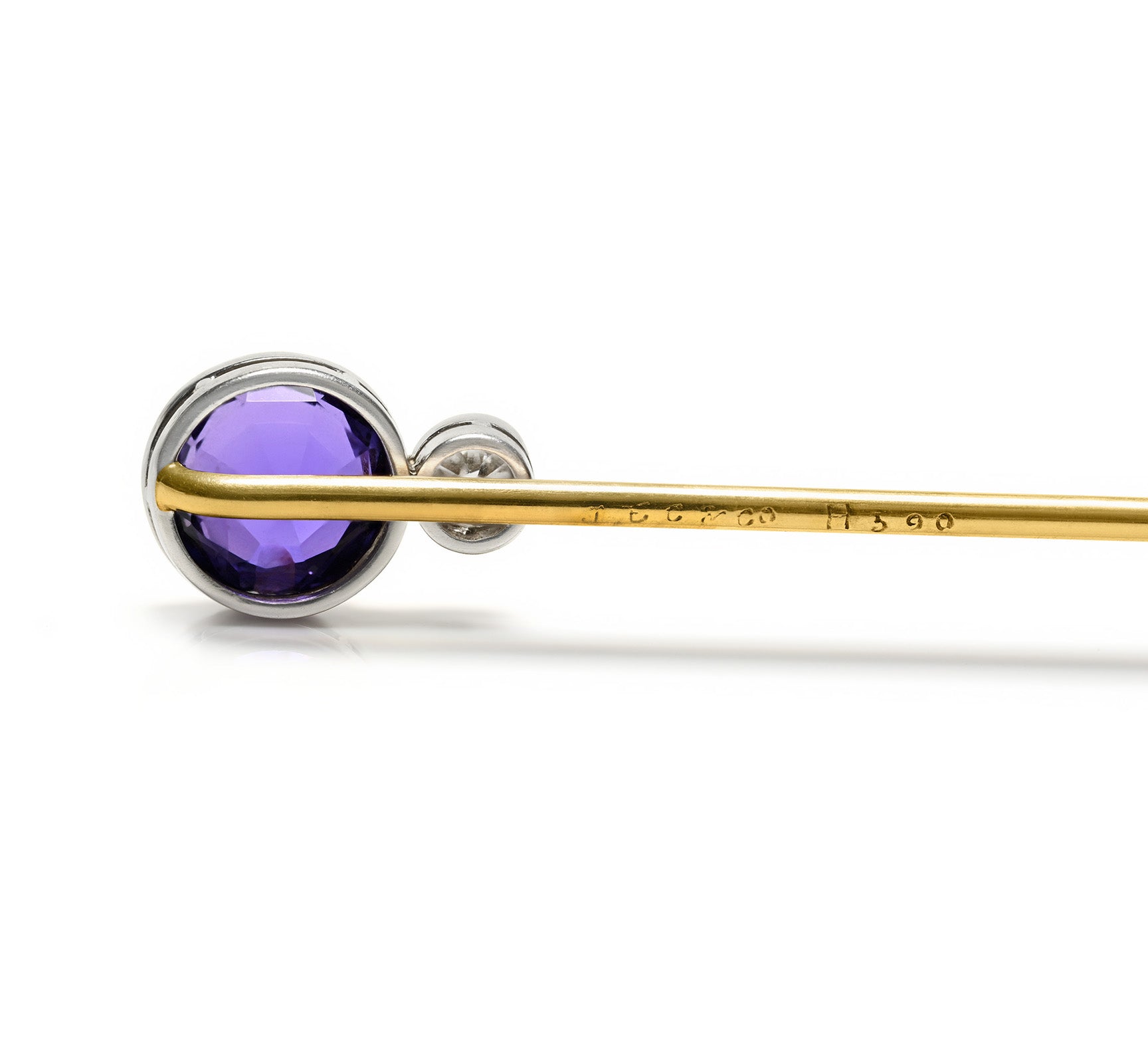 J.E. Caldwell & Co. 1.30 Carat Purple Sapphire Diamond Stick Pin back