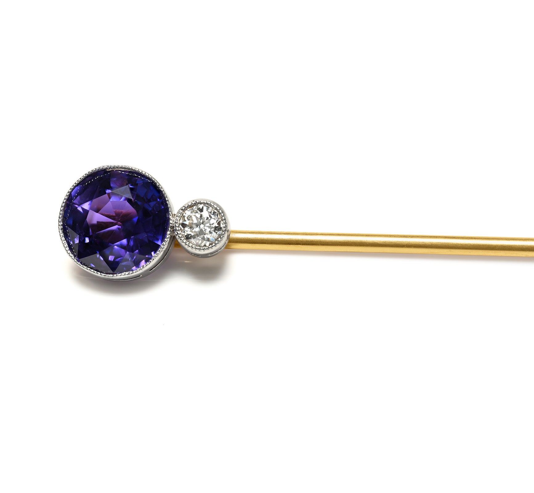 J.E. Caldwell & Co. Antique Purple Sapphire Diamond Stick Pin