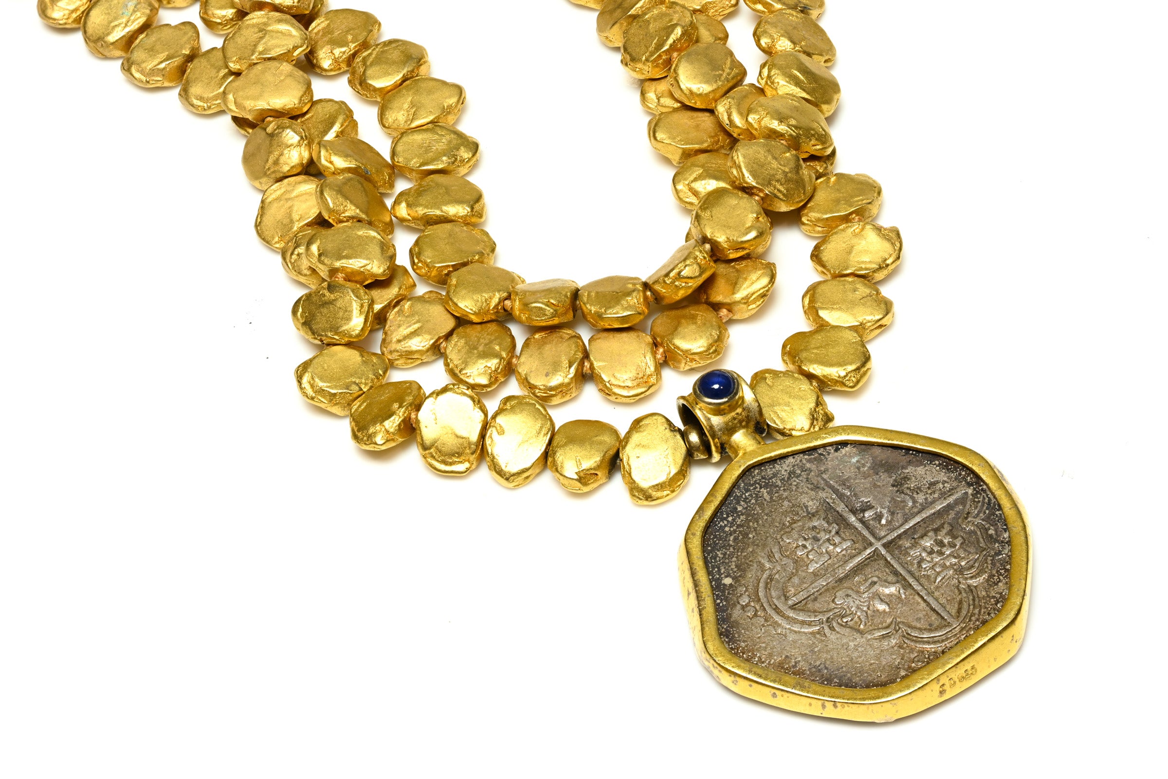 Jaded Gilded Sterling Silver Coin Collar Necklace 1