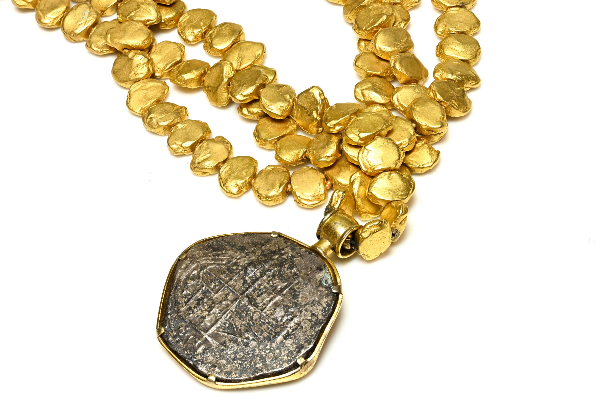 Jaded Gilded Sterling Silver Coin Collar Necklace 2