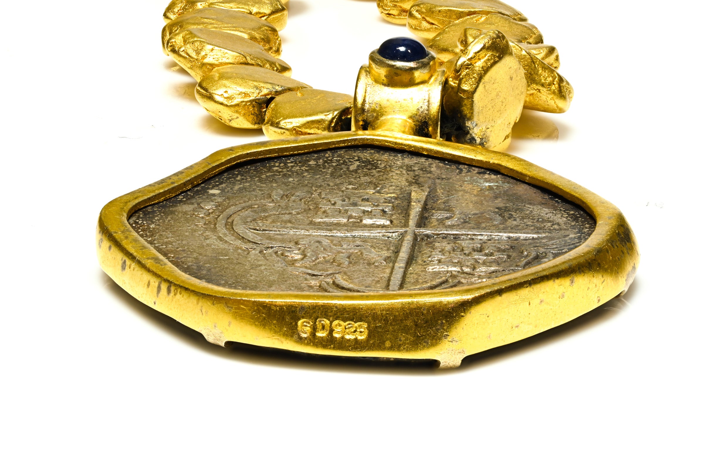 Jaded Gilded Sterling Silver Coin Collar Necklace 3