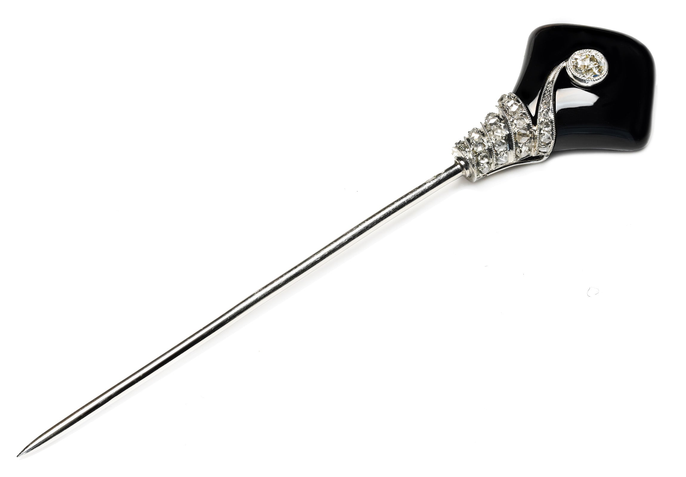Janesich Platinum Art Deco Diamond Stick Pin