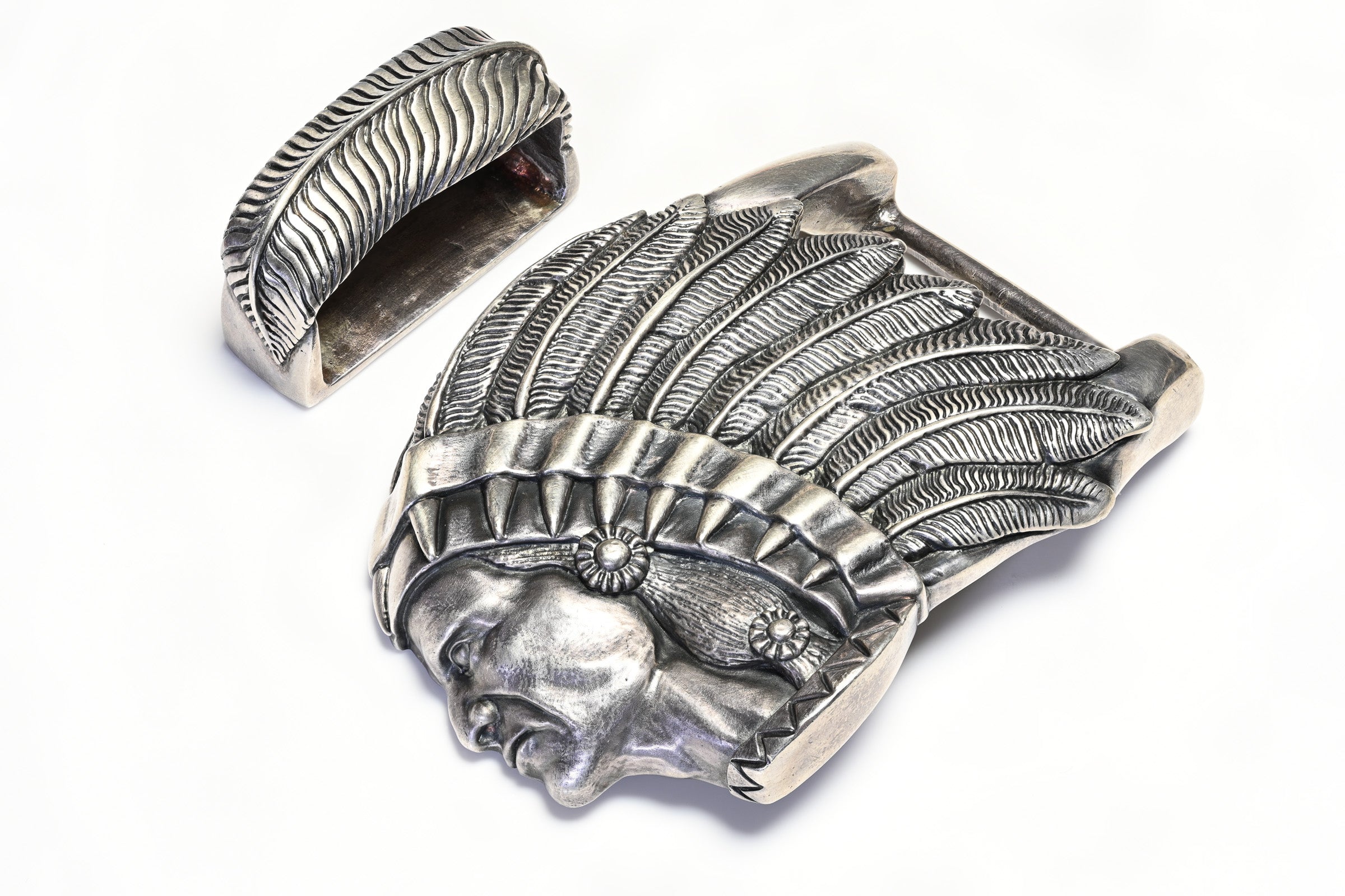 Jeff Deegan Sterling Silver Native American Belt Buckle