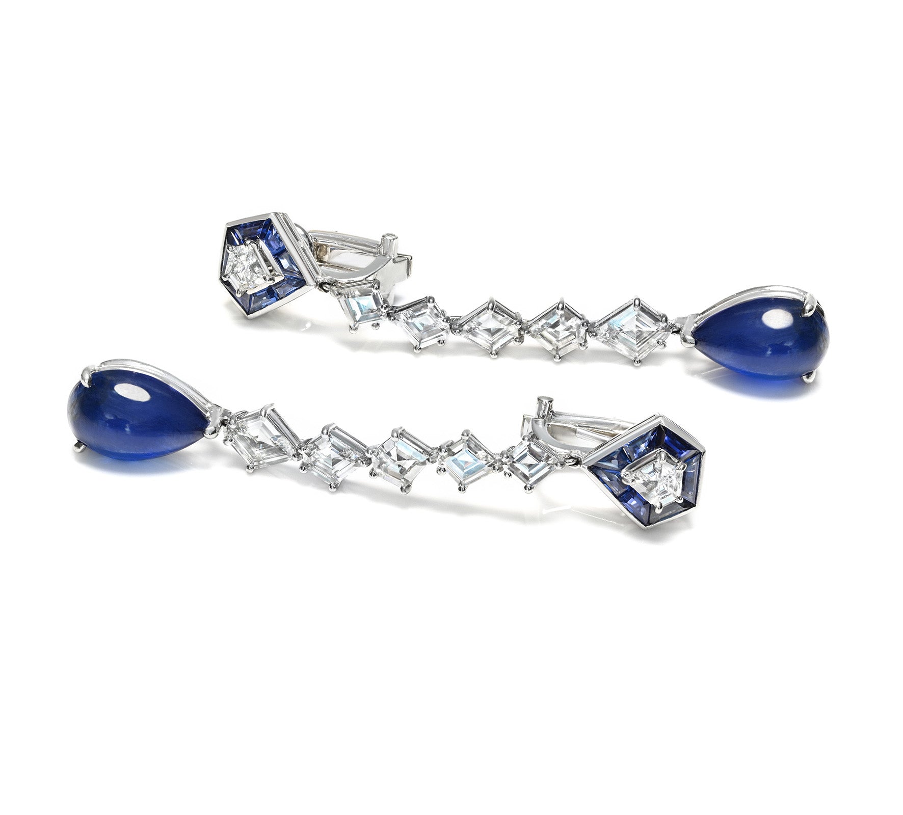 Kite Diamond and Sapphire Earrings