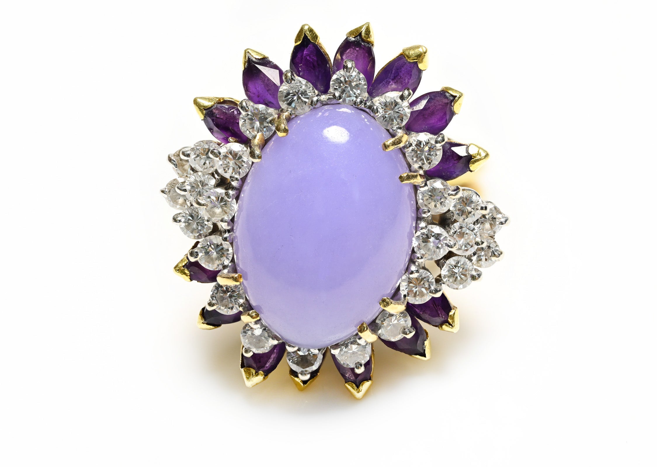 La Triomphe 18K Gold Purple Jade Diamond Ring