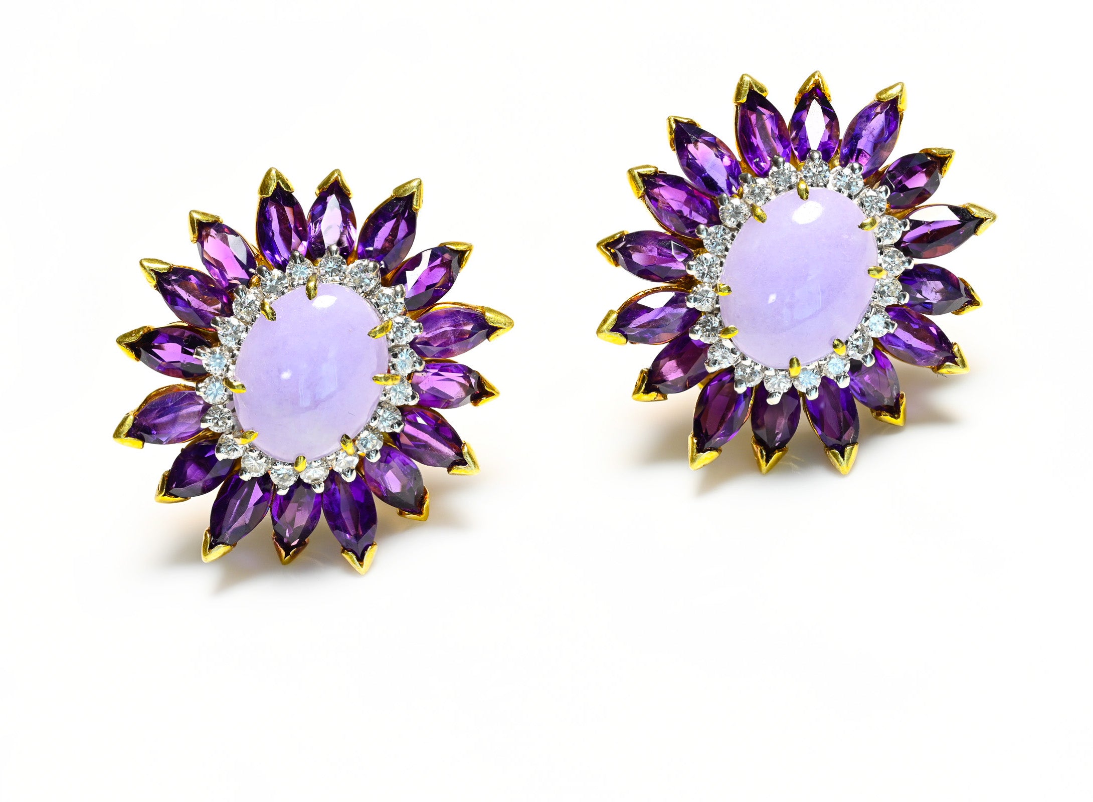La Triomphe 18K Gold Purple Jade Diamond Earrings