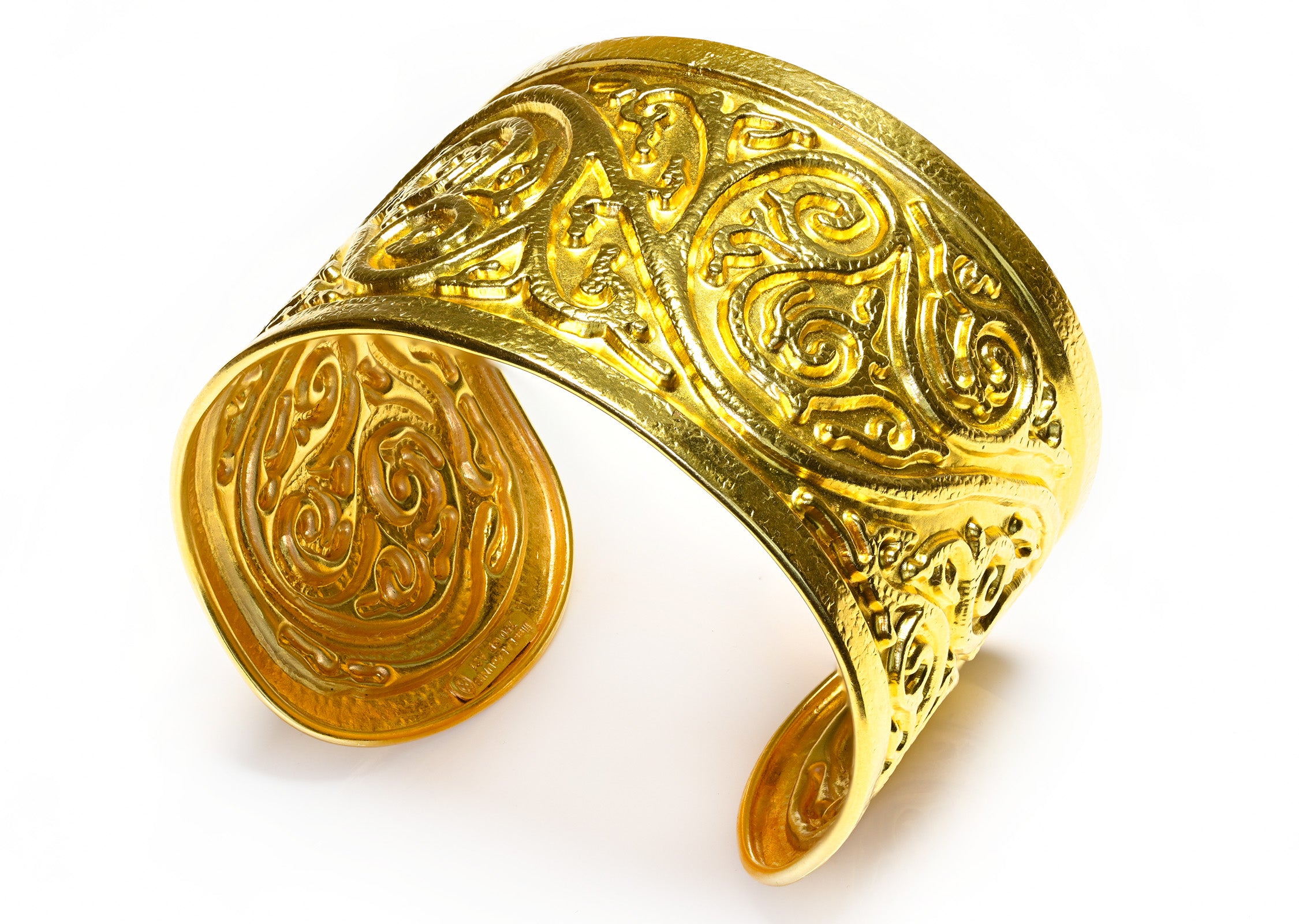 Lalaounis 18K Gold Scroll Design Cuff Bracelet