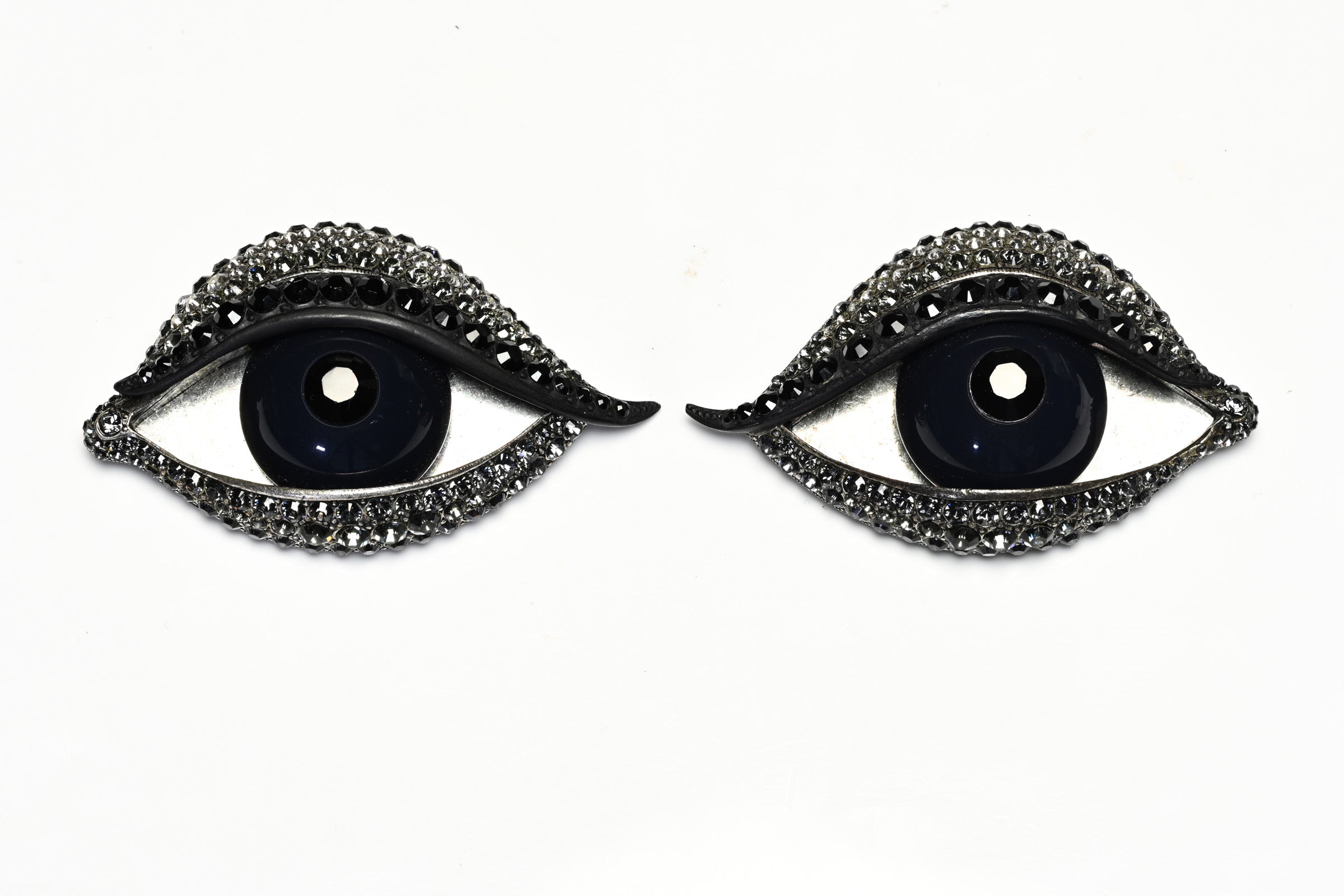 Lanvin Paris Alber Elbaz Blue Glass Crystal Eye Set Brooches 1