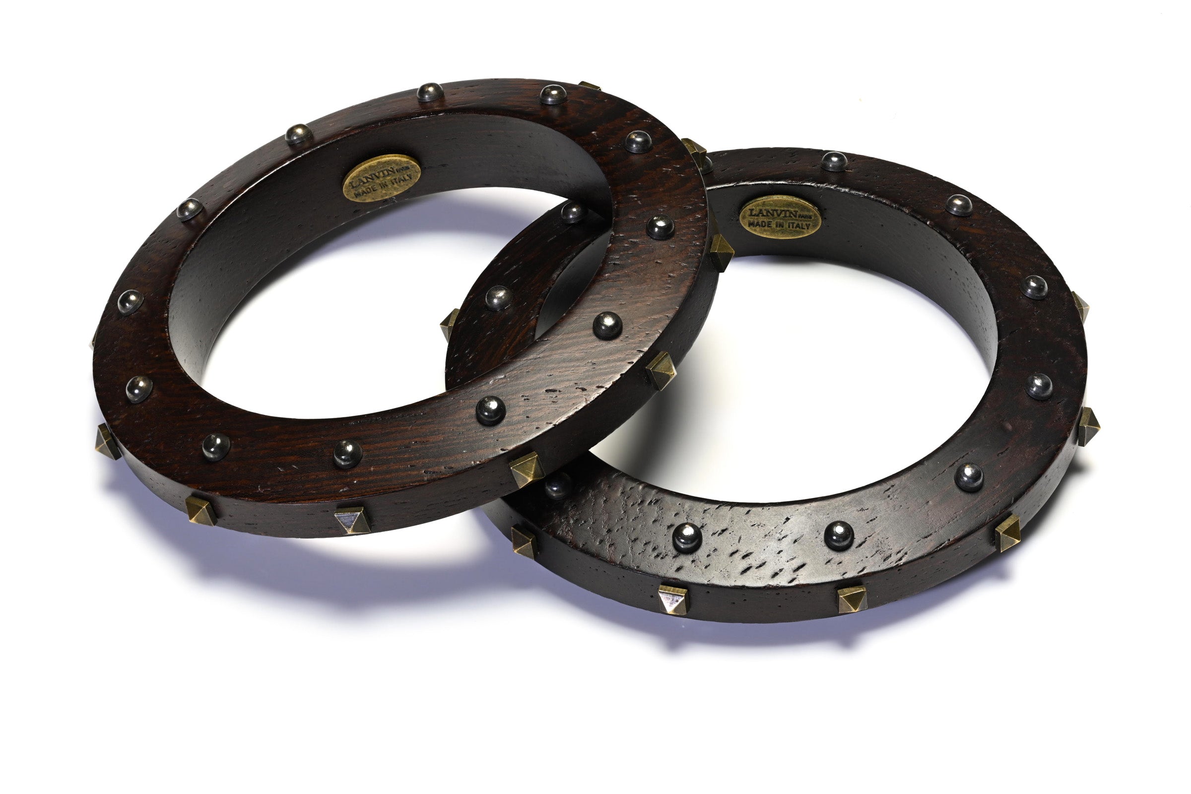 Lanvin Paris Alber Elbaz Wood Studded Set of Bangles 5
