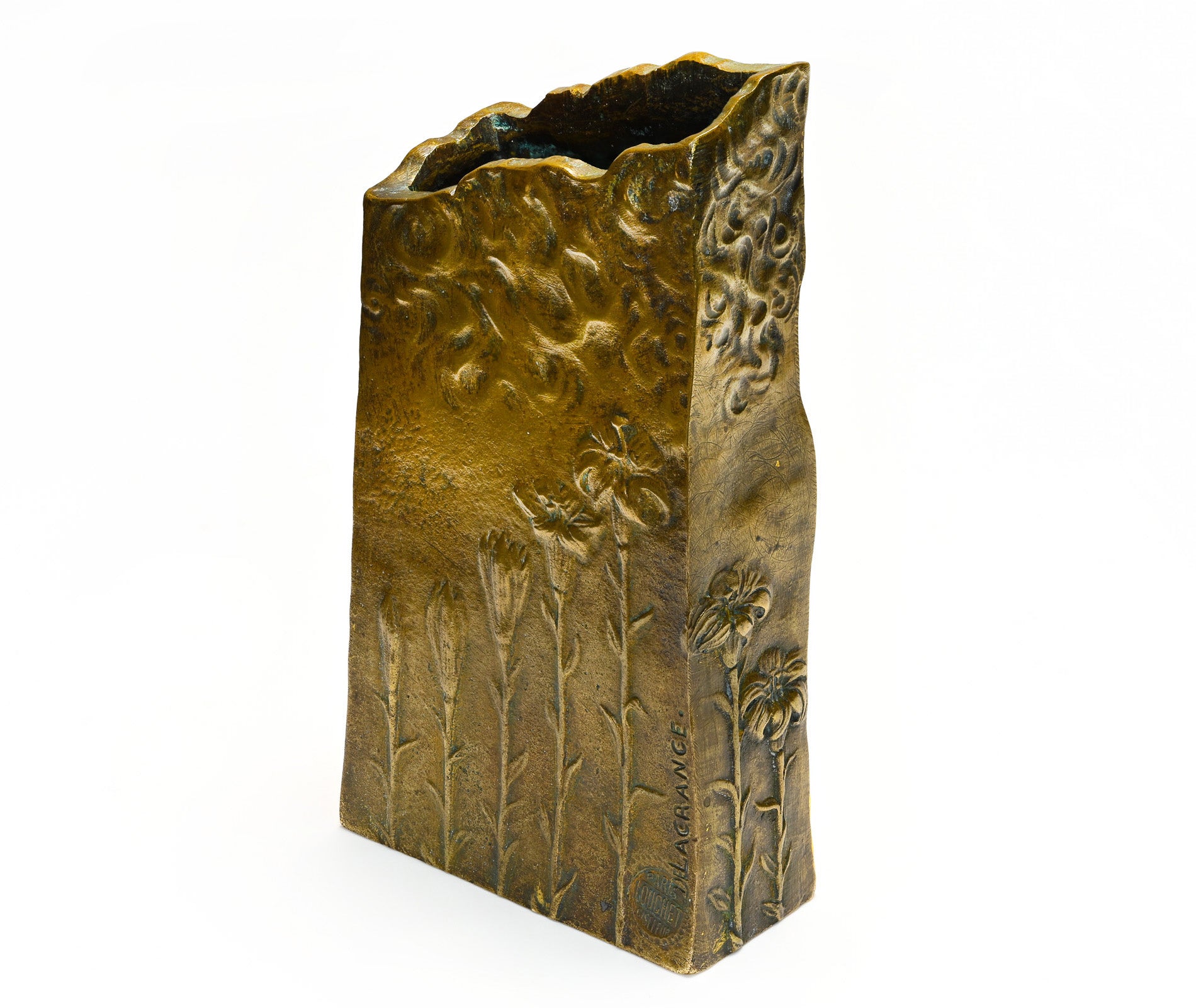 Leon Noël Delagrange Art Nouveau Bronze Vase