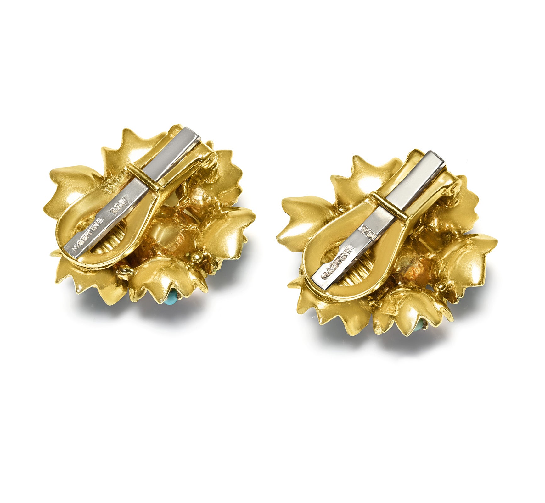 Martine Gold Earrings with Vibrant Green & Blue Enamel