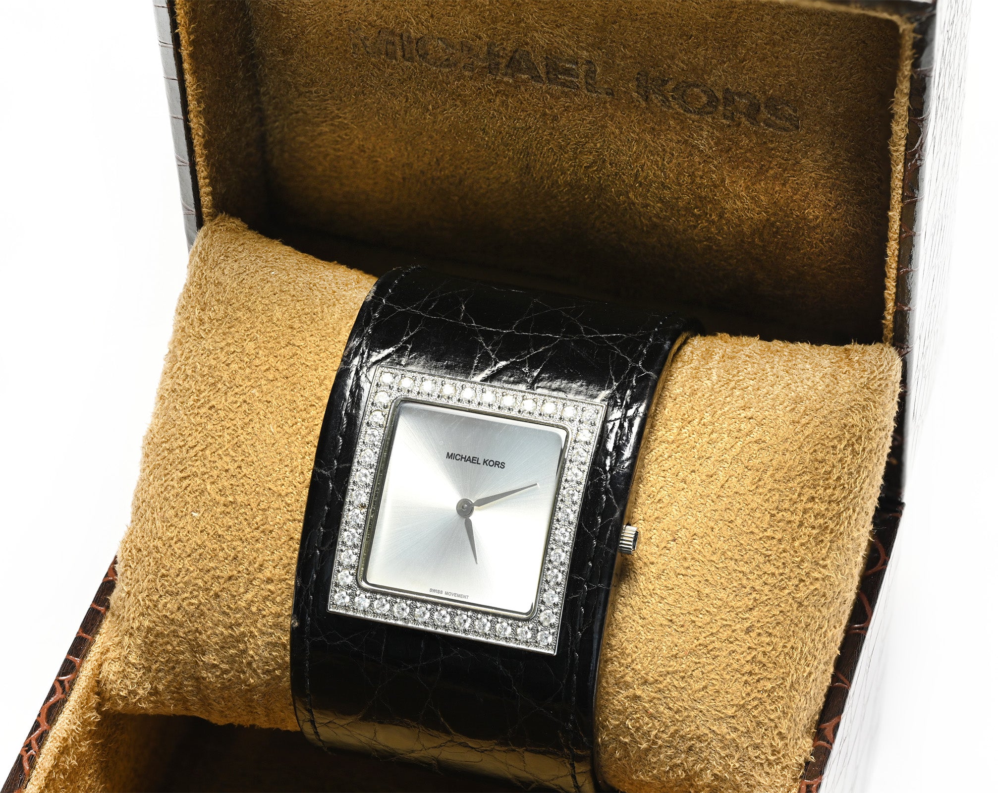 Michael Kors Diamond Crocodile Cuff Bracelet Watch