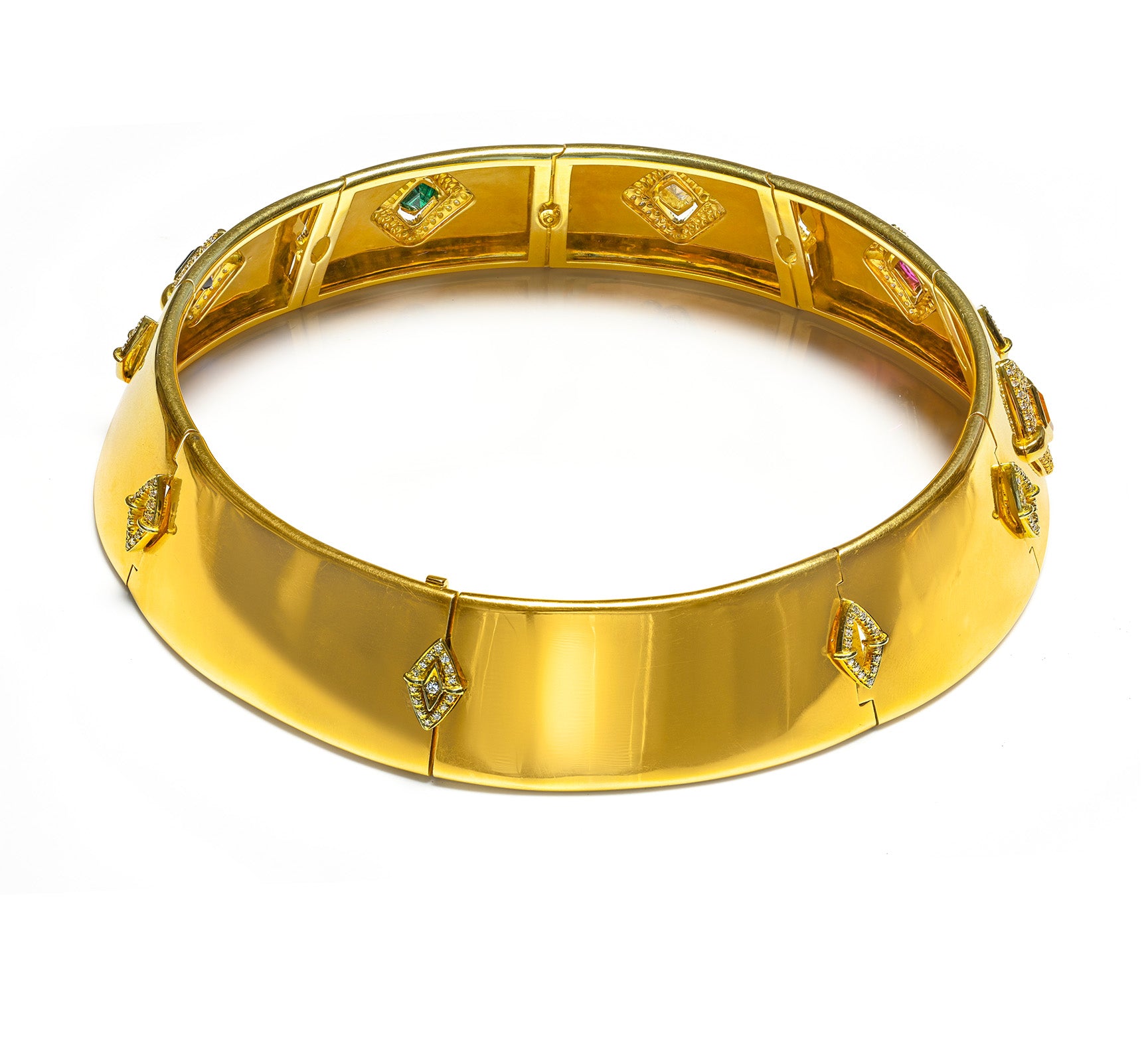 Multi Gemstone 18K Gold Choker