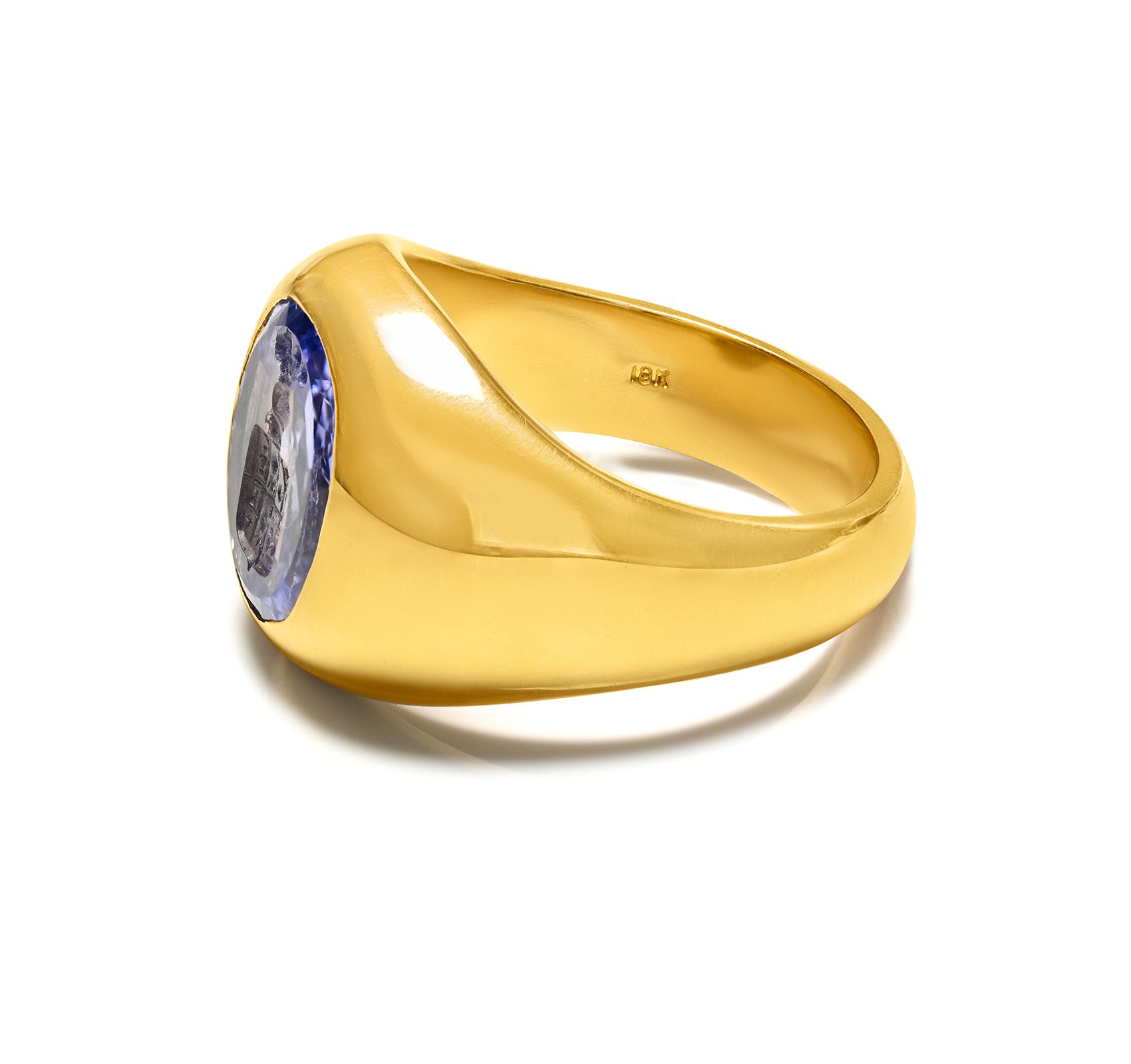 No Heat 6 Carat Ceylon Sapphire Crest Intaglio Ring – Antique 18K Gold (GIA Certified)