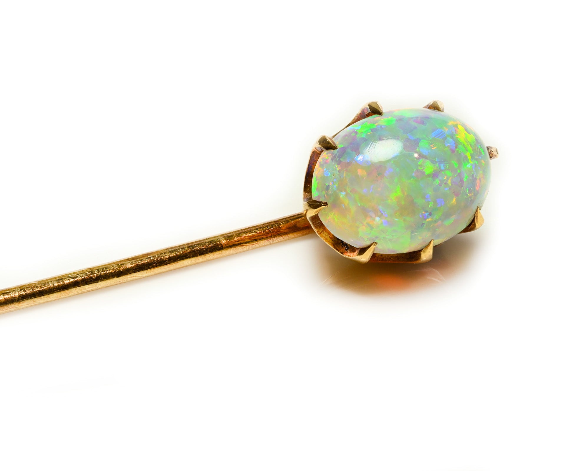 Victorian Oval Cabochon Opal Yellow Gold Stick Pin