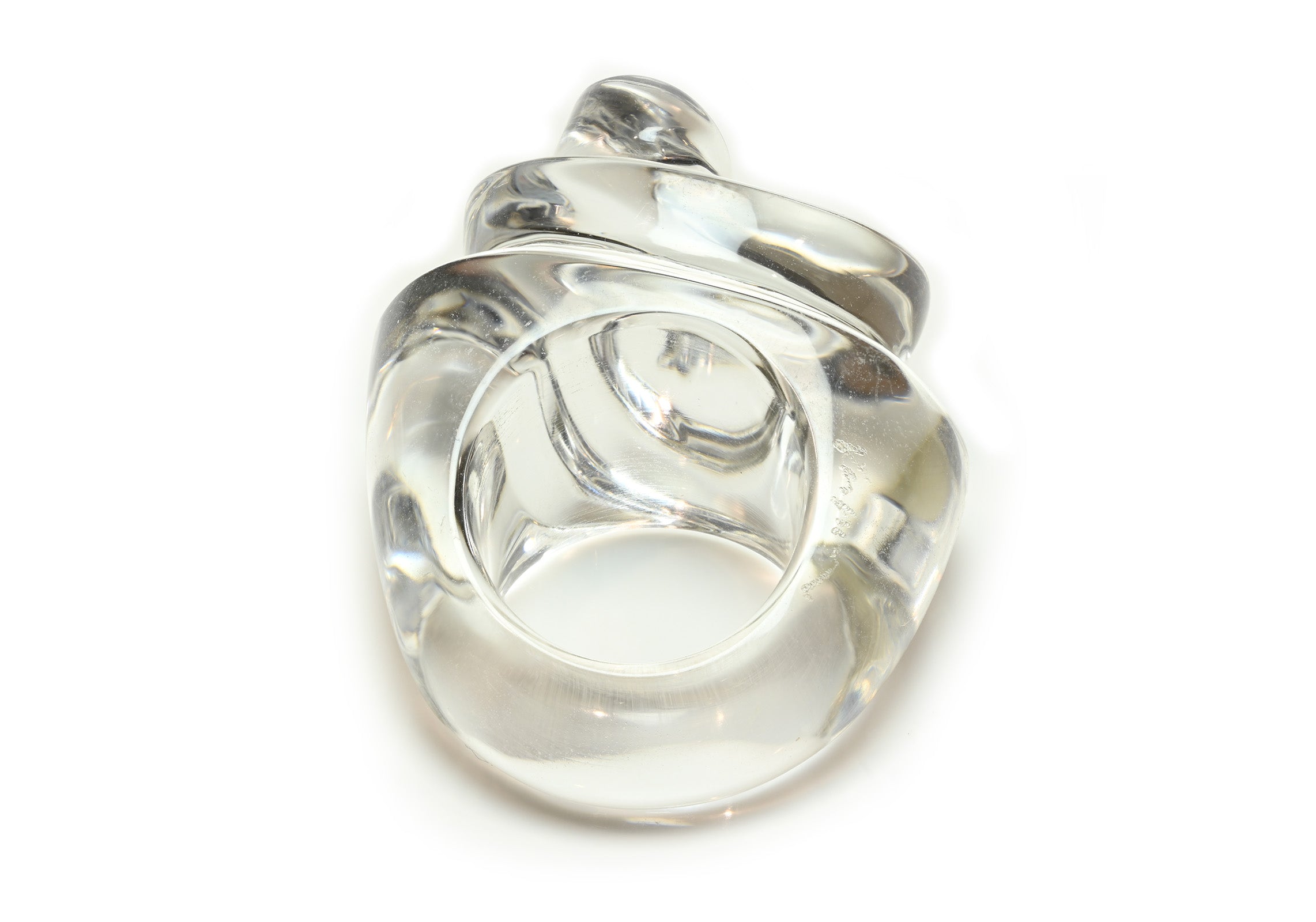 Patricia Von Musulin Lucite Carved Ram Cocktail Ring Back
