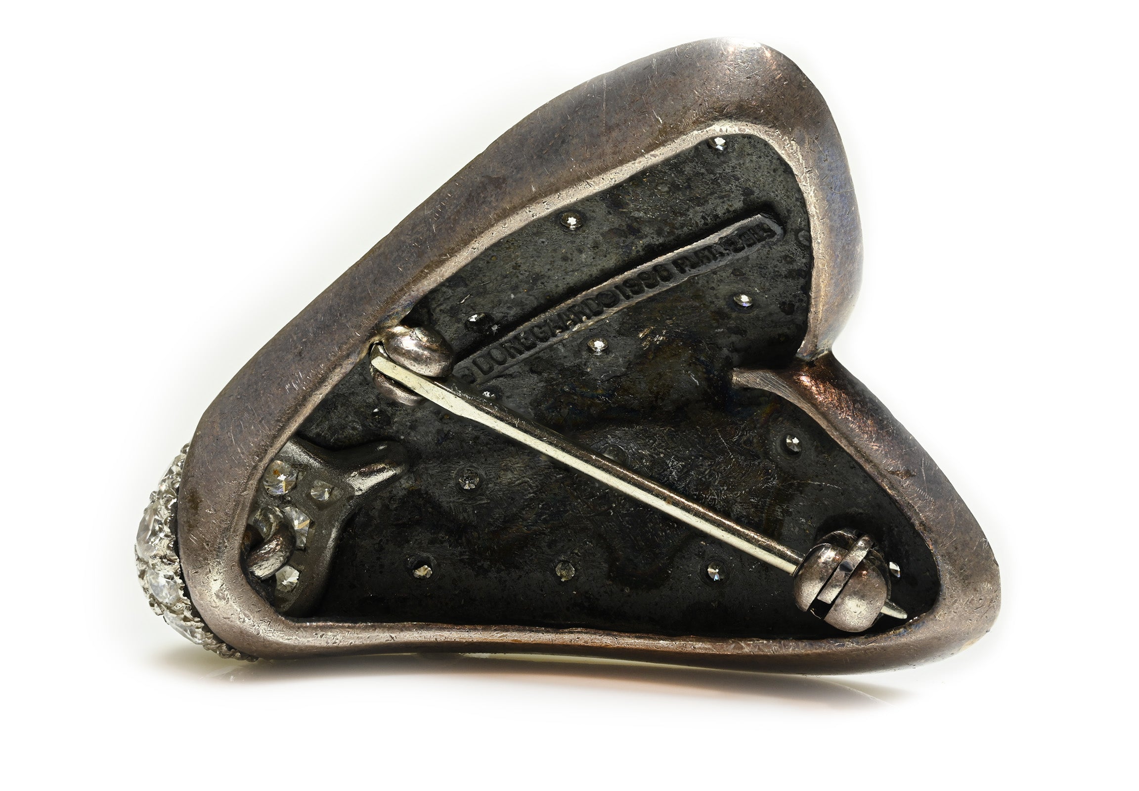 Vintage by Pedro Boregaard Platinum Sterling Silver Diamond Moth Brooch