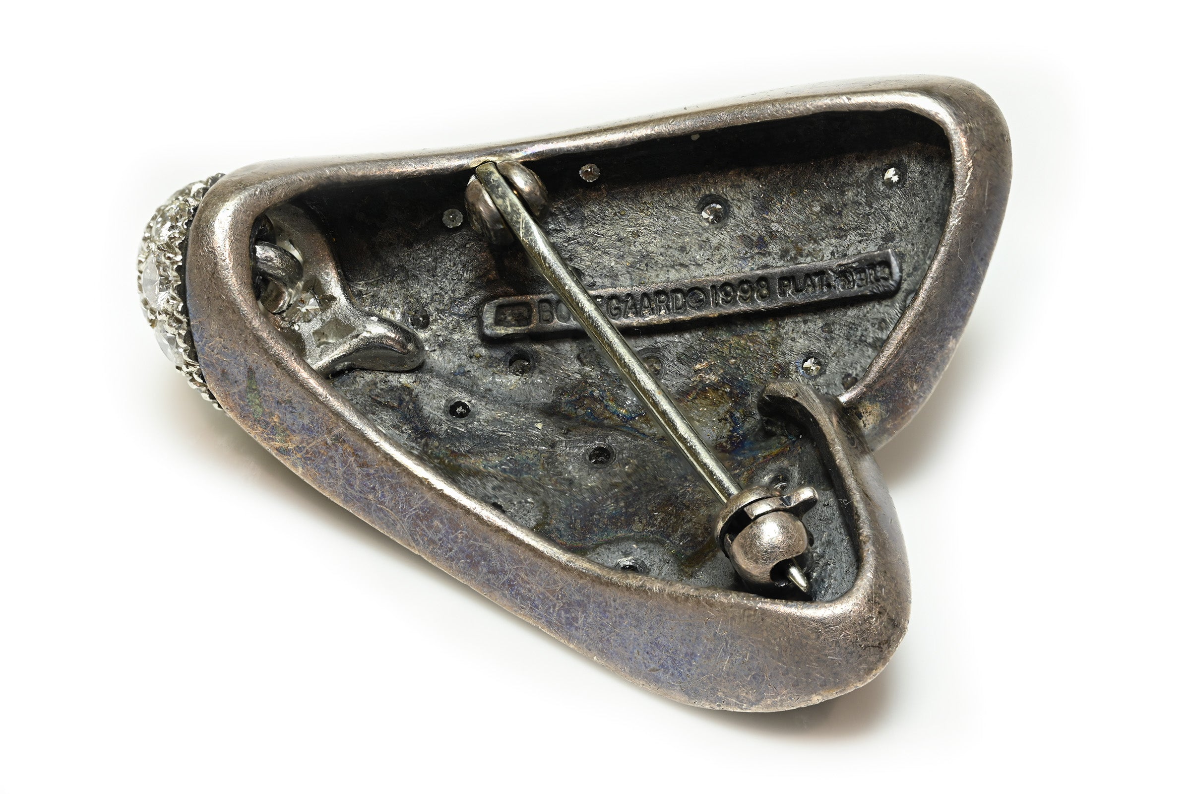 Vtg Hallmark Pedro Boregaard Platinum Sterling Silver Diamond Moth Brooch