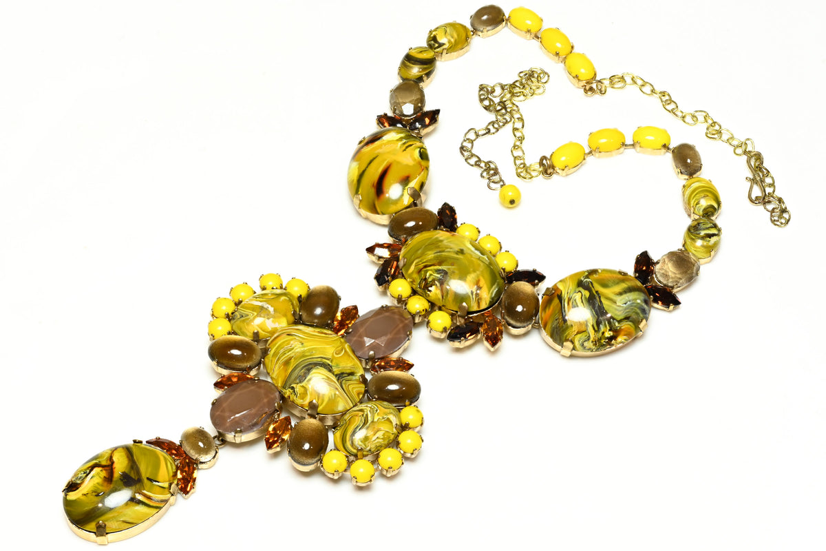 Philippe Ferrandis Yellow Brown Resin Crystal Interchangeable Necklace 2