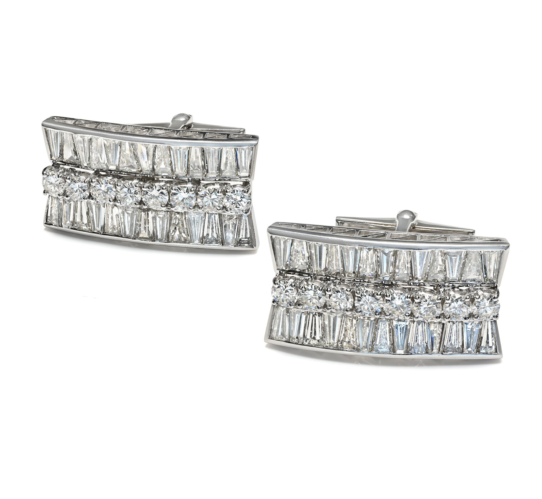 Exceptional Platinum Diamond Statement Cufflinks