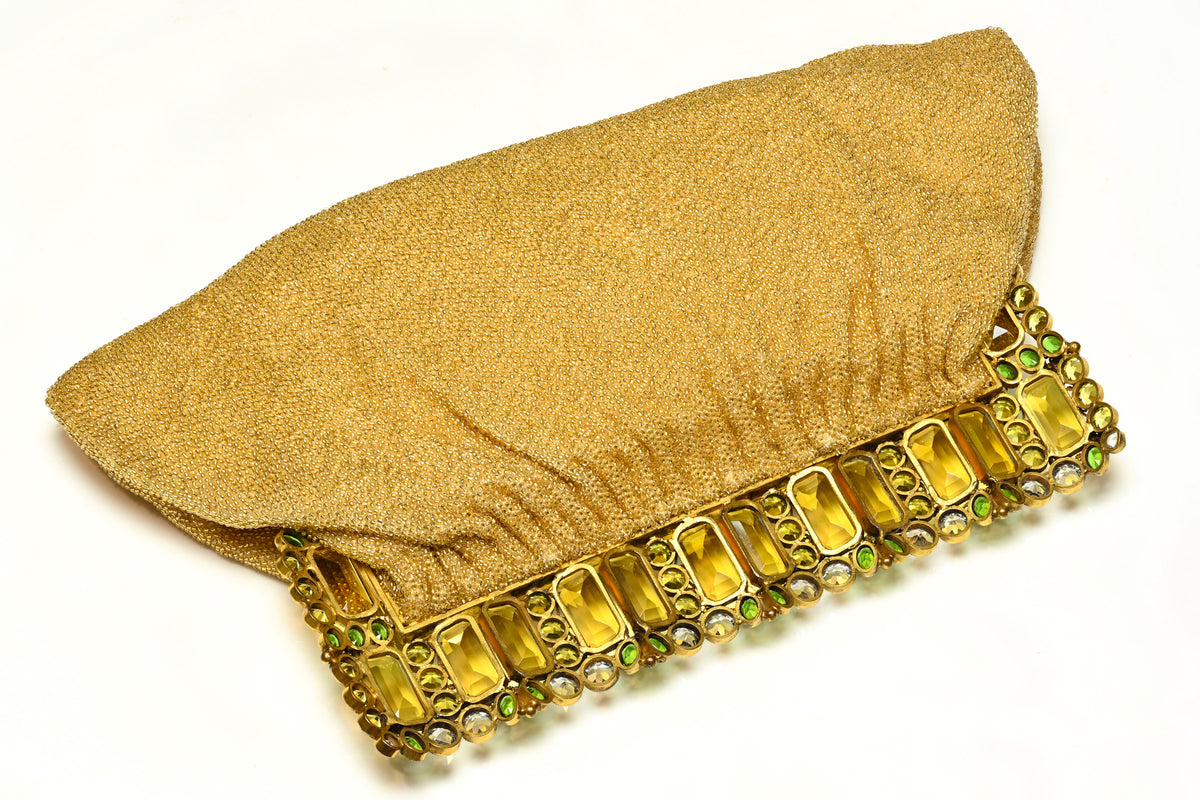 Rare 1930's Josef Gold Beads Hobe Crystal Frame Clutch Bag 3