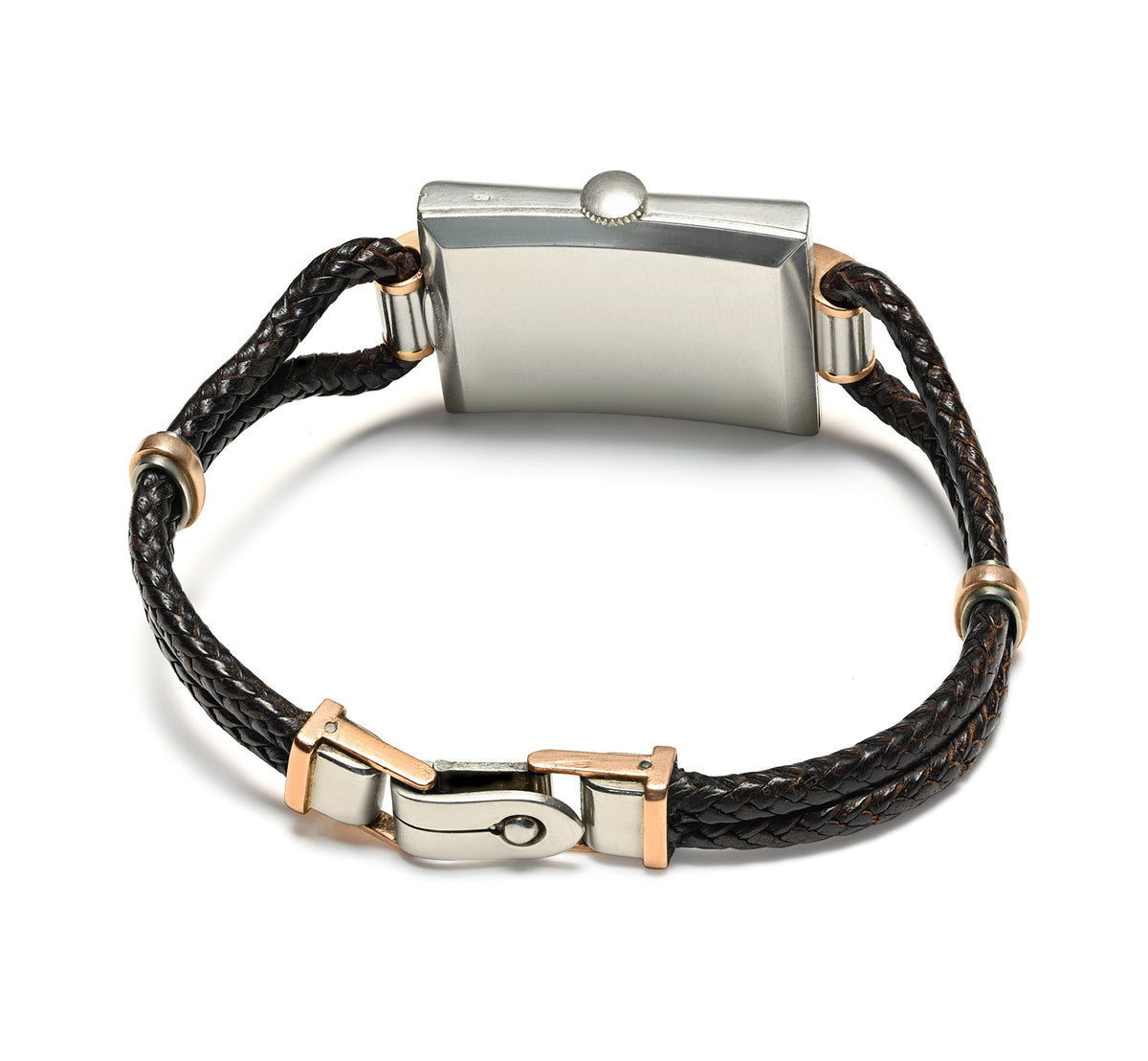 Braided Leather Strap Art Deco Gruen Precision Gold Watch