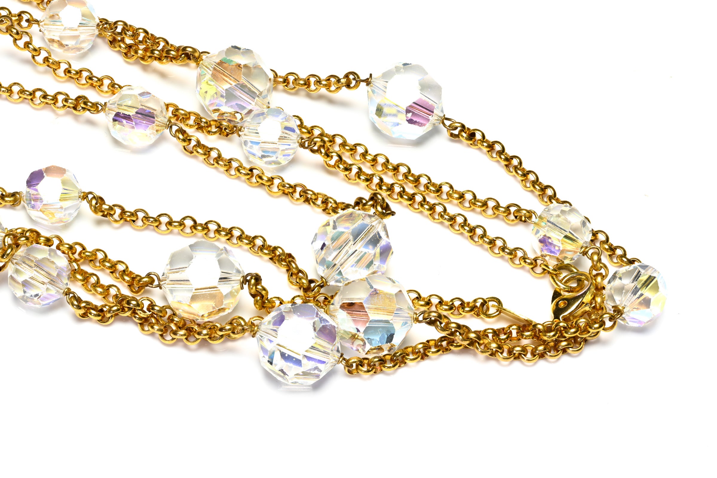 Rare Chanel Spring 1991 Holographic Crystal Beads Sautoir Necklace 1