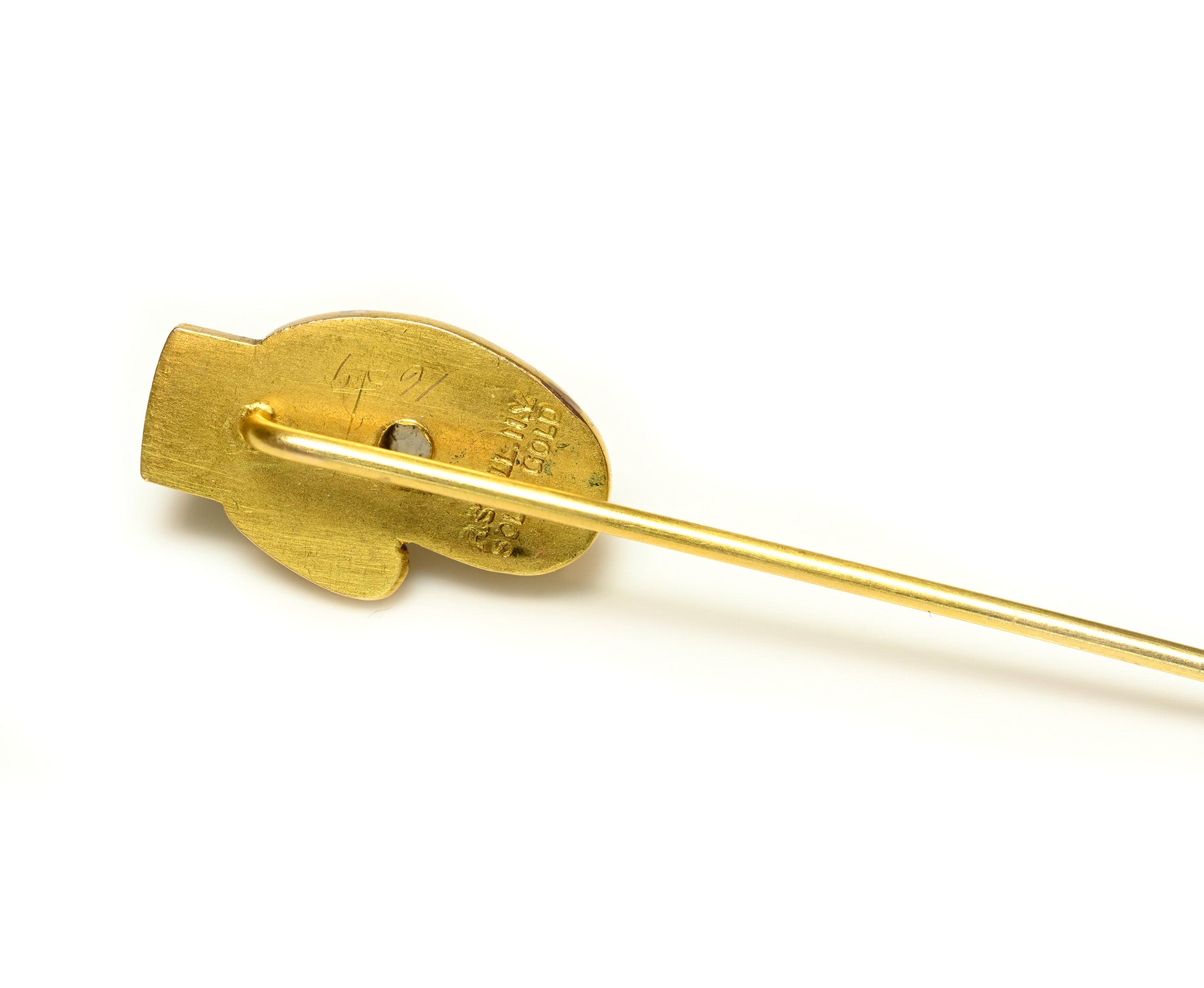 Robert Stoll 14K Gold Diamond Enamel Boxing Glove Stick Pin Hallmark