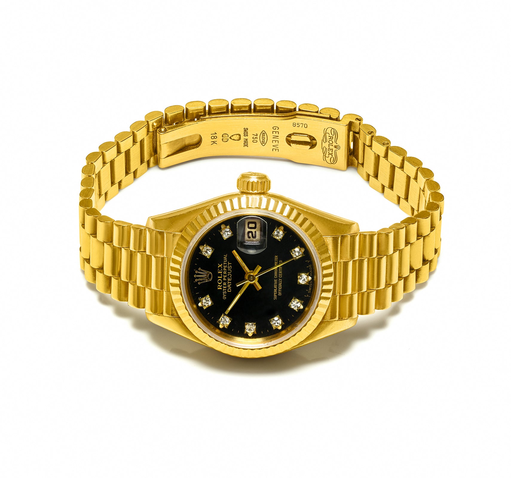 Rolex 18K Gold Ladies Datejust Diamond Dial Automatic Watch