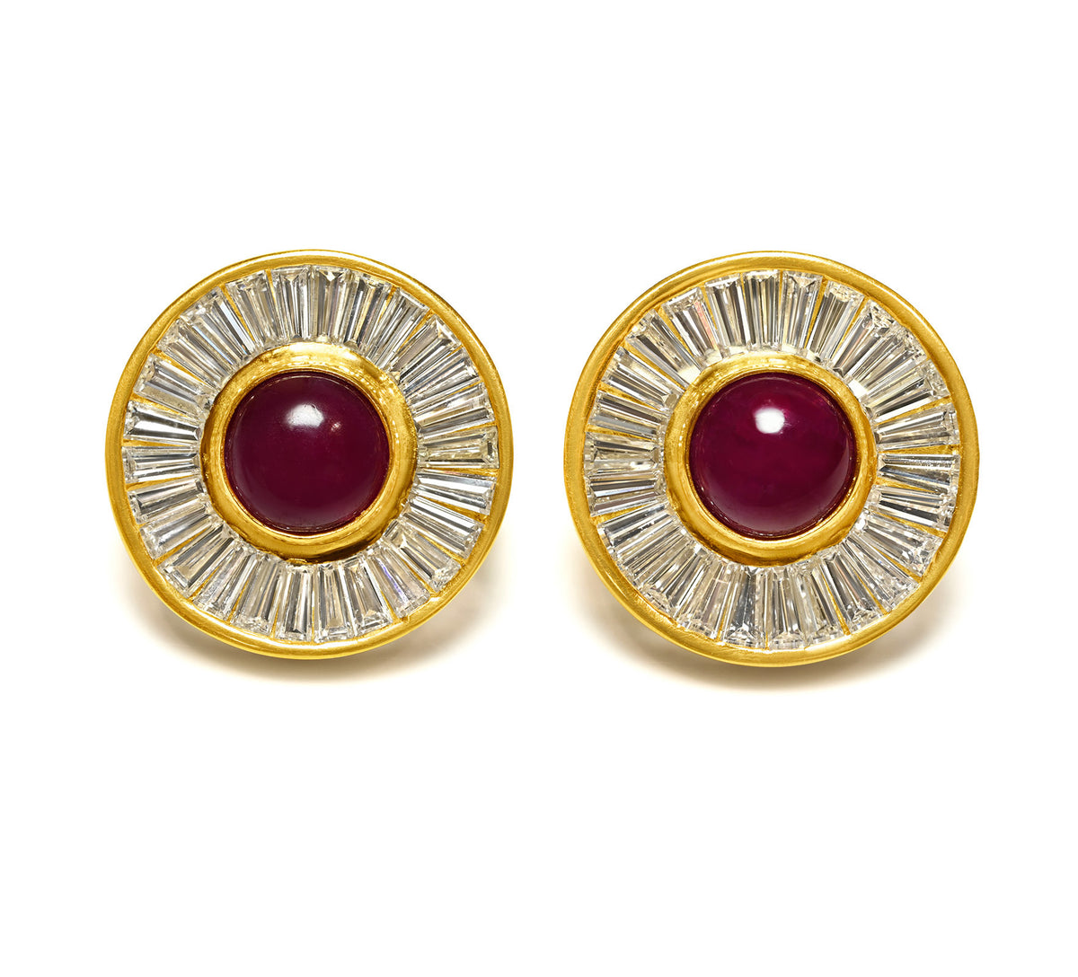 Ruby Diamond Earrings 18K Gold