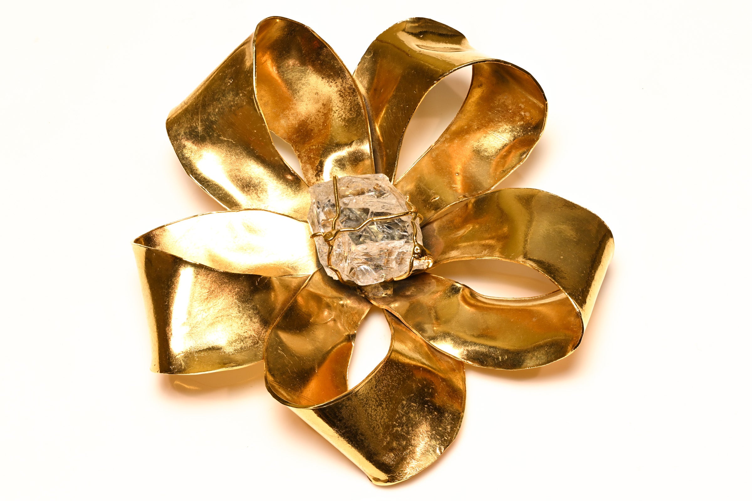 Runway Yves Saint Laurent Paris Goossens Rock Crystal Cuff Brooch Set 2