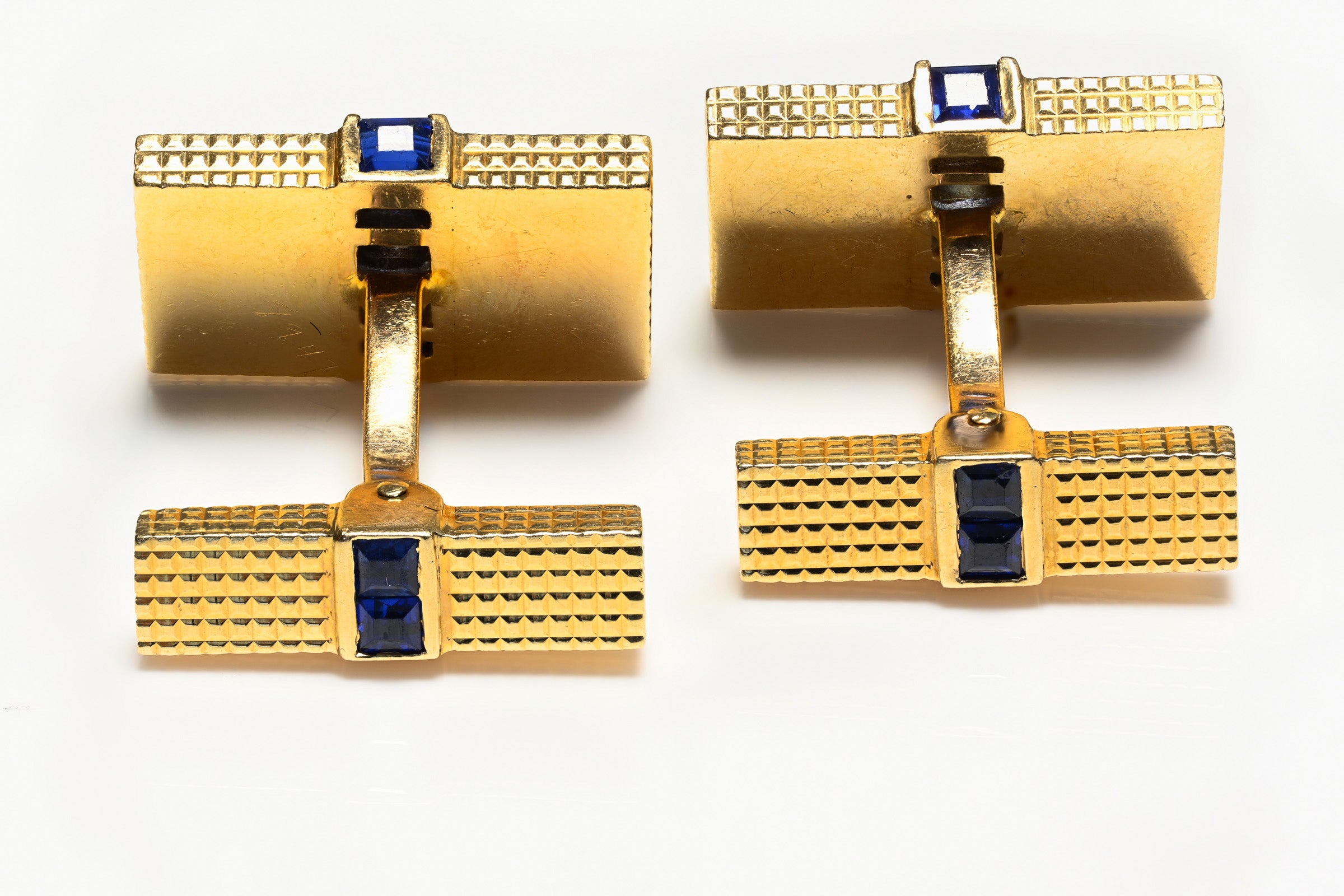 Tiffany & Co. 14K Yellow Gold Sapphire Men's Cufflinks
