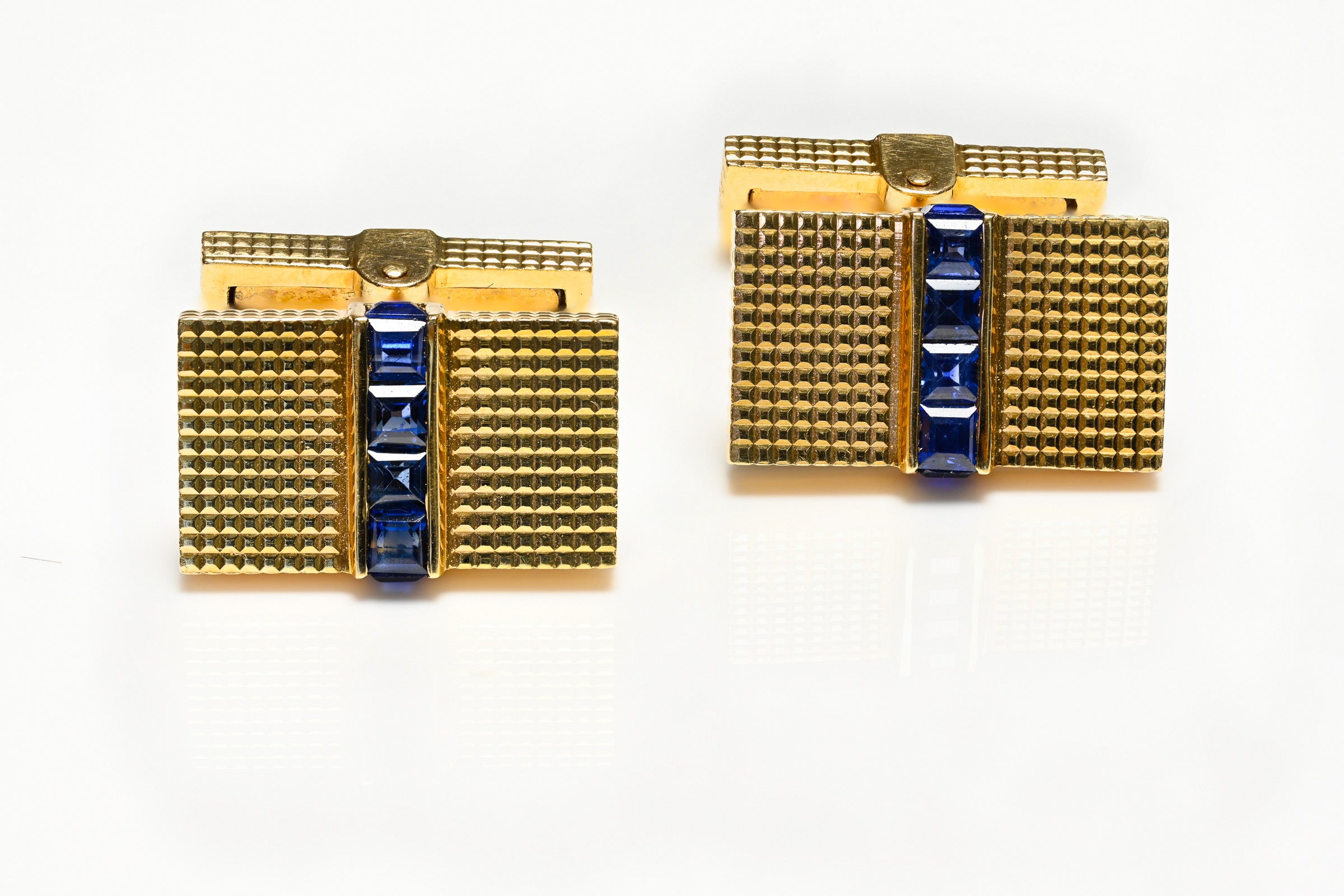 Tiffany Co. Gold Sapphire Men's Cufflinks
