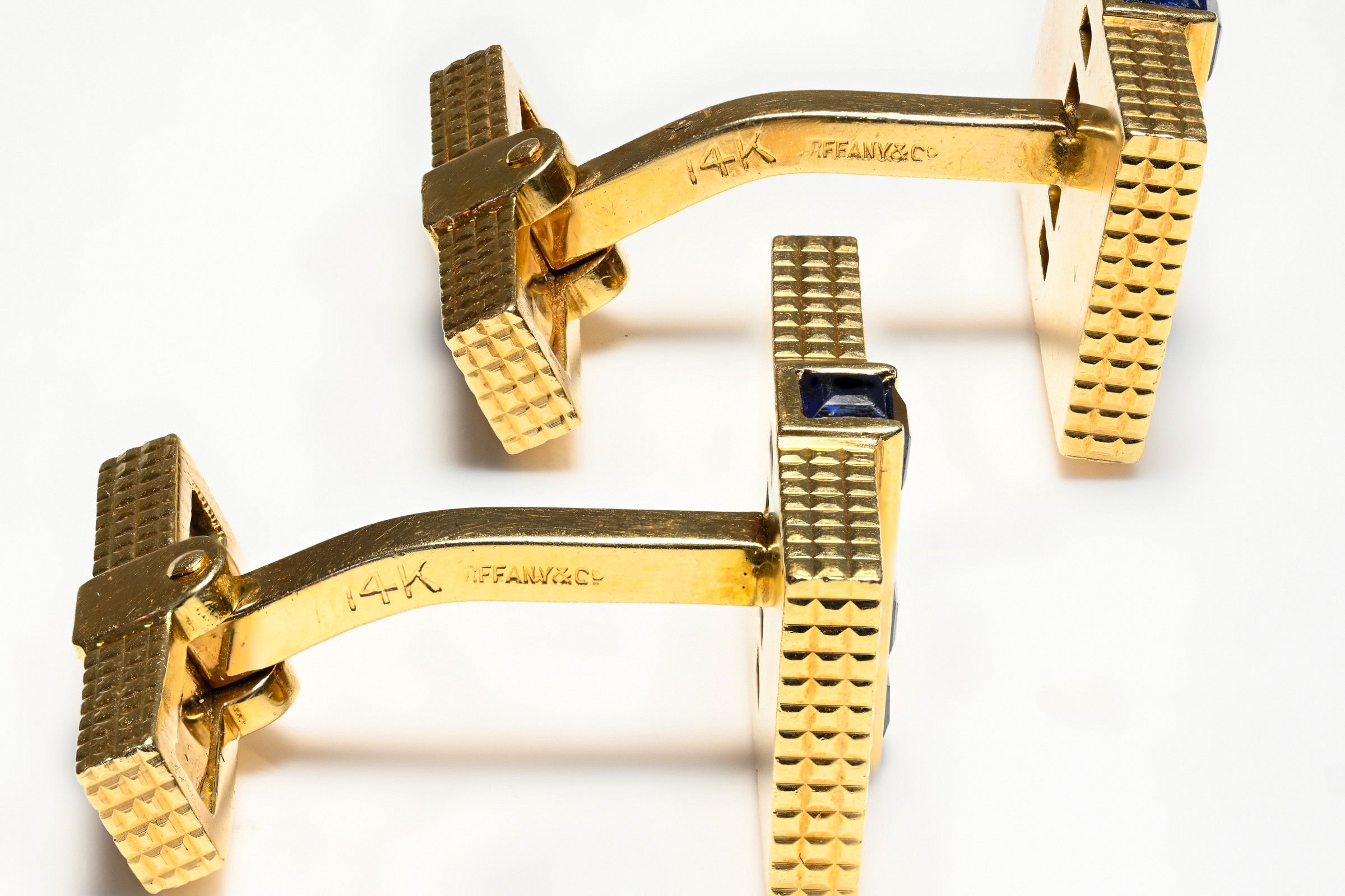 Tiffany & Co. 14K Yellow Gold Sapphire Men's Cufflinks