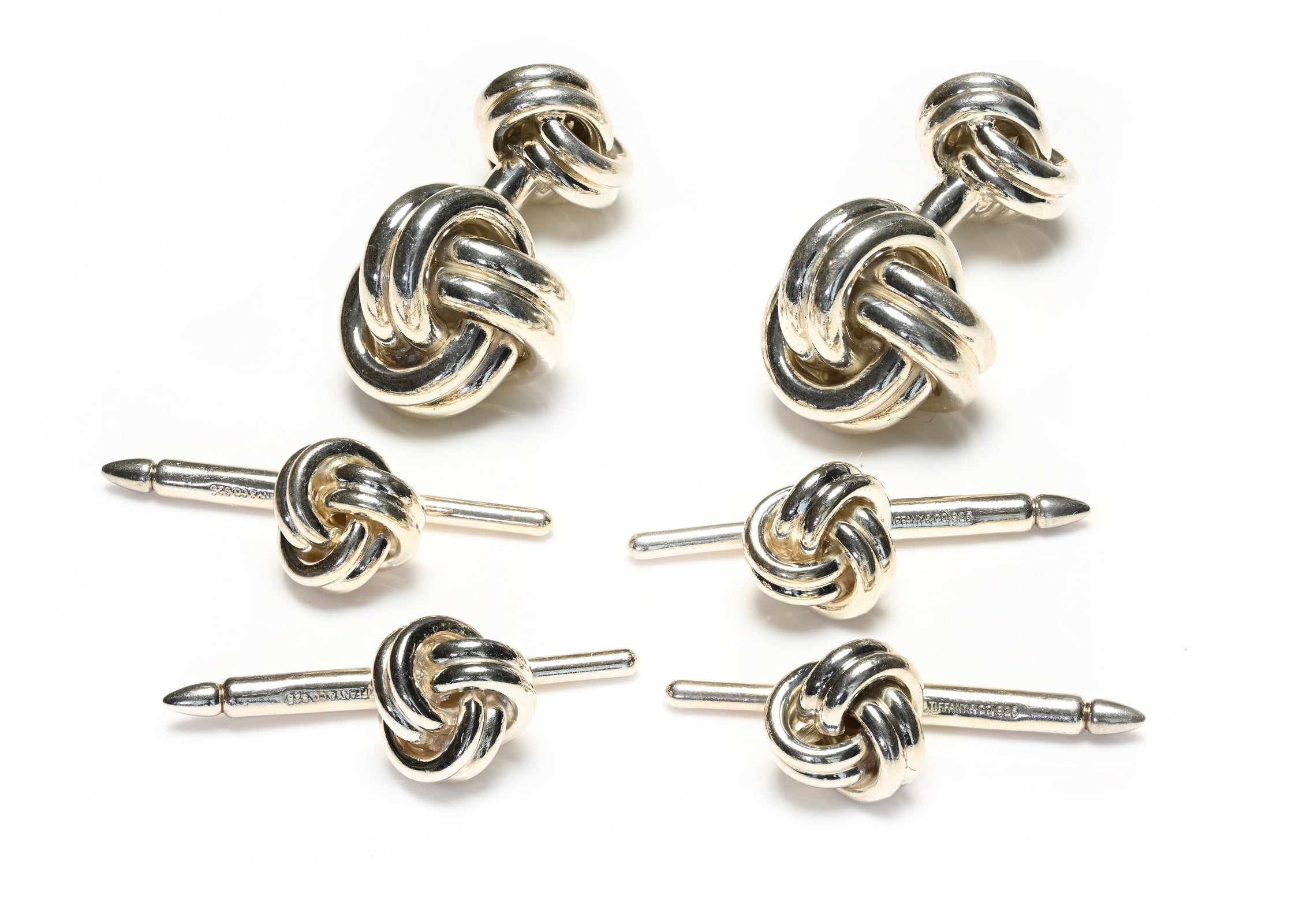 Tiffany & Co. Sterling Silver Knot Cufflinks 4 Studs