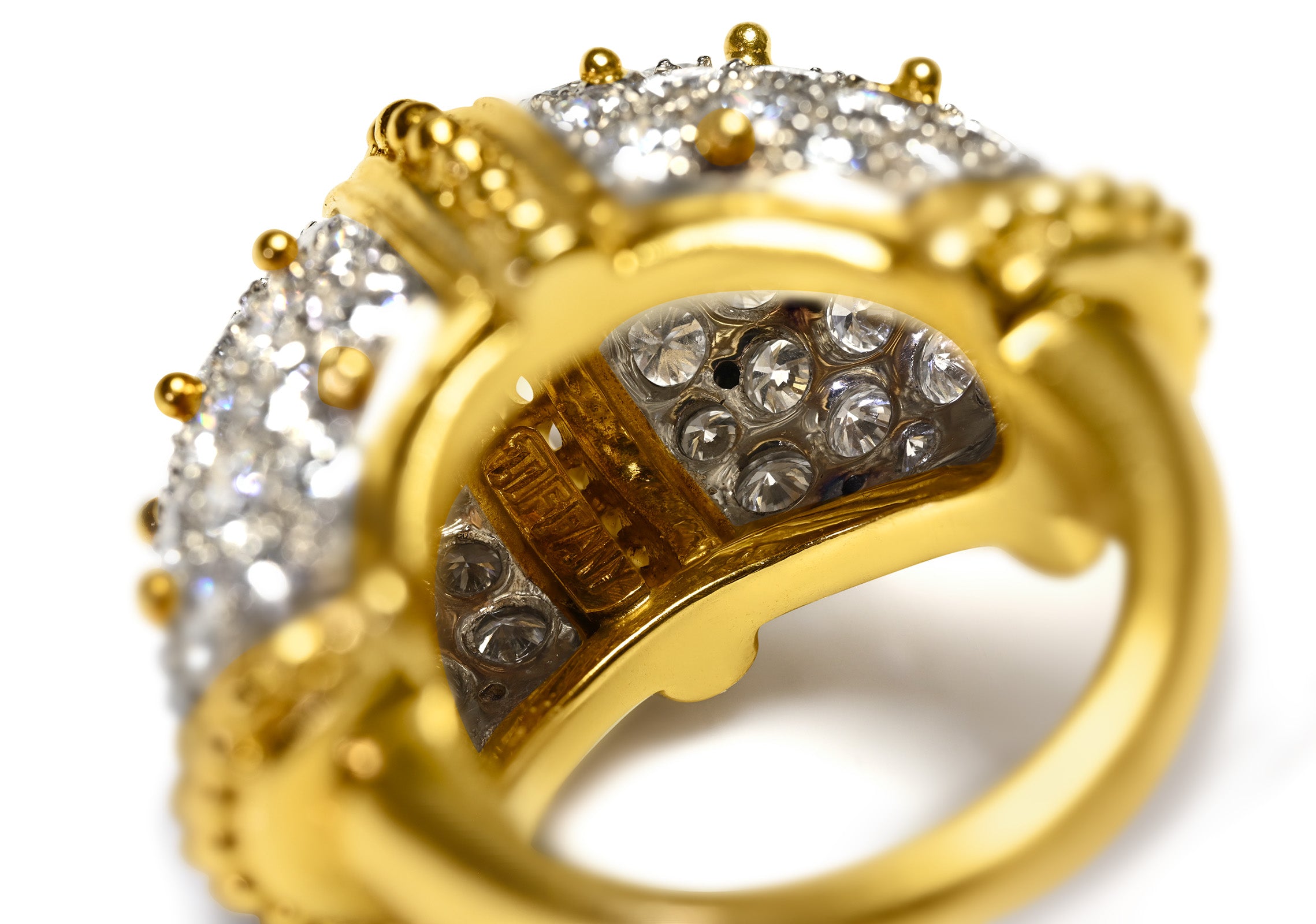 Gold Vintage Tiffany & Co. 3.5 Carat Diamond Statement Ring Hallmark