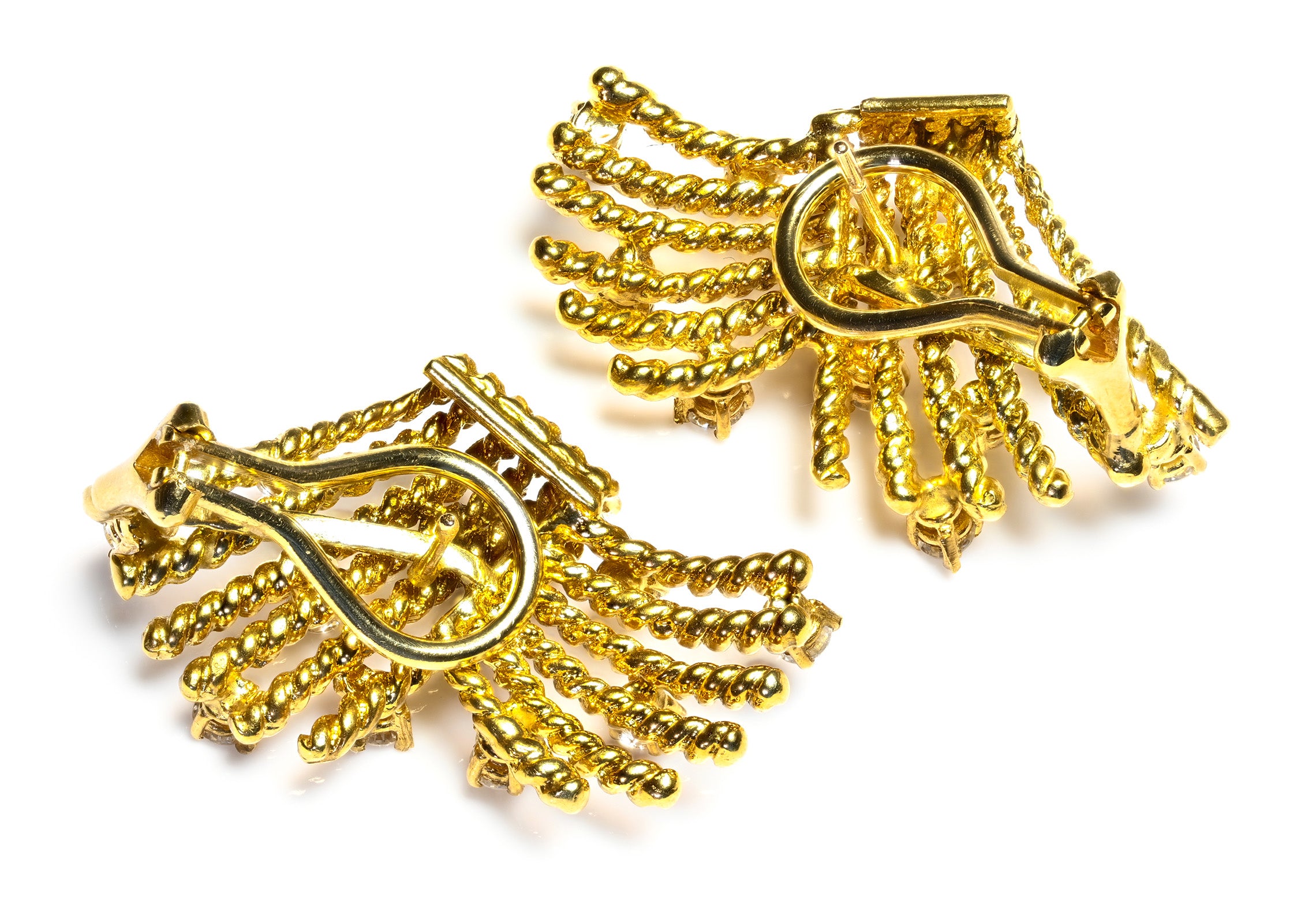 Tiffany & Co. Schlumberger 18K Gold Diamond V Earrings