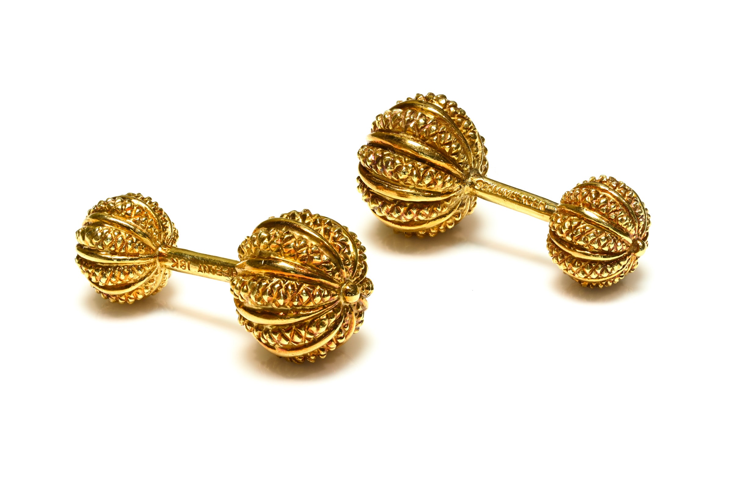 Tiffany Co. Schlumberger 18K Textured Gold Dress Set with Cufflinks