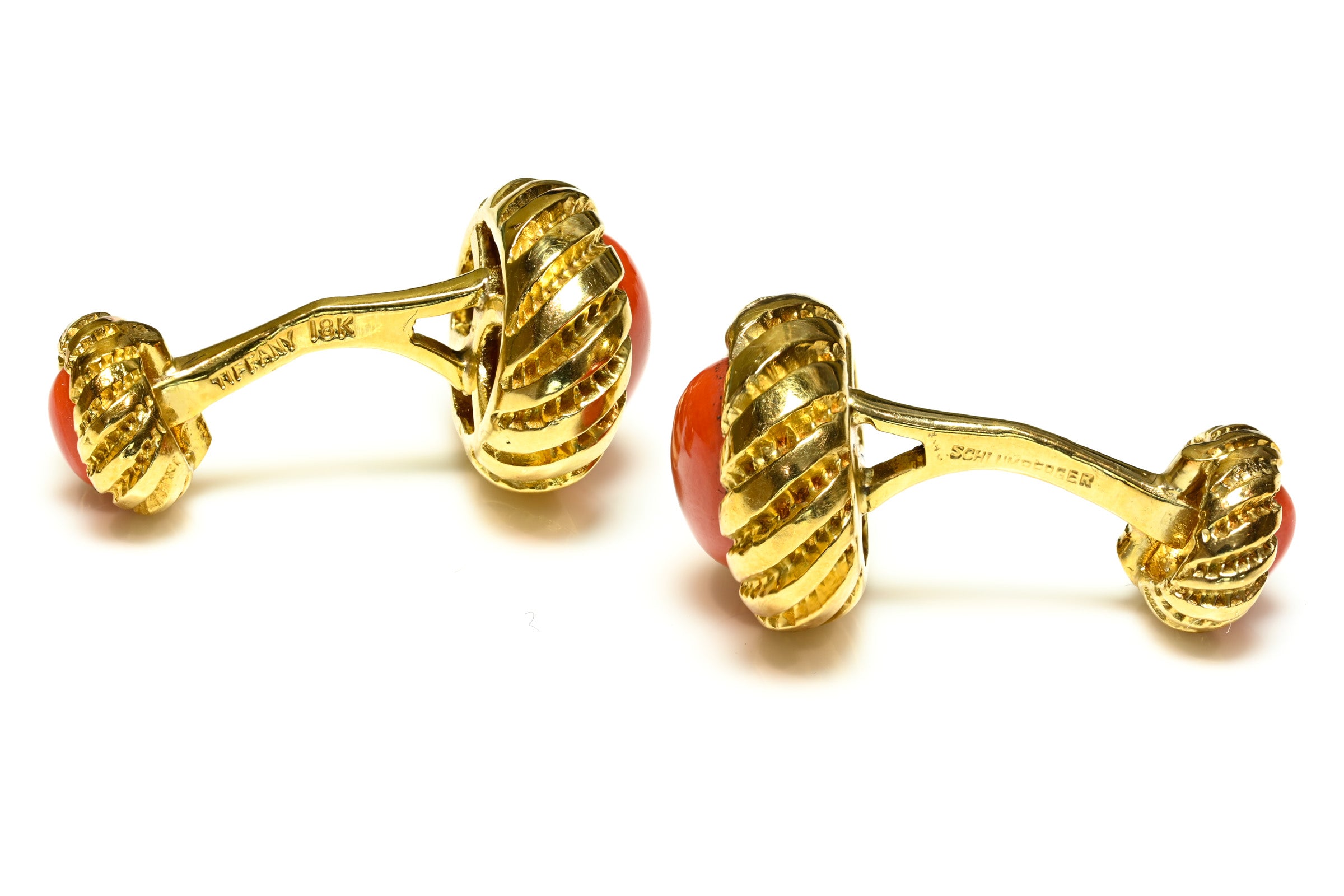 Tiffany & Co. Schlumberger Coral 18K Gold Set with Cufflinks