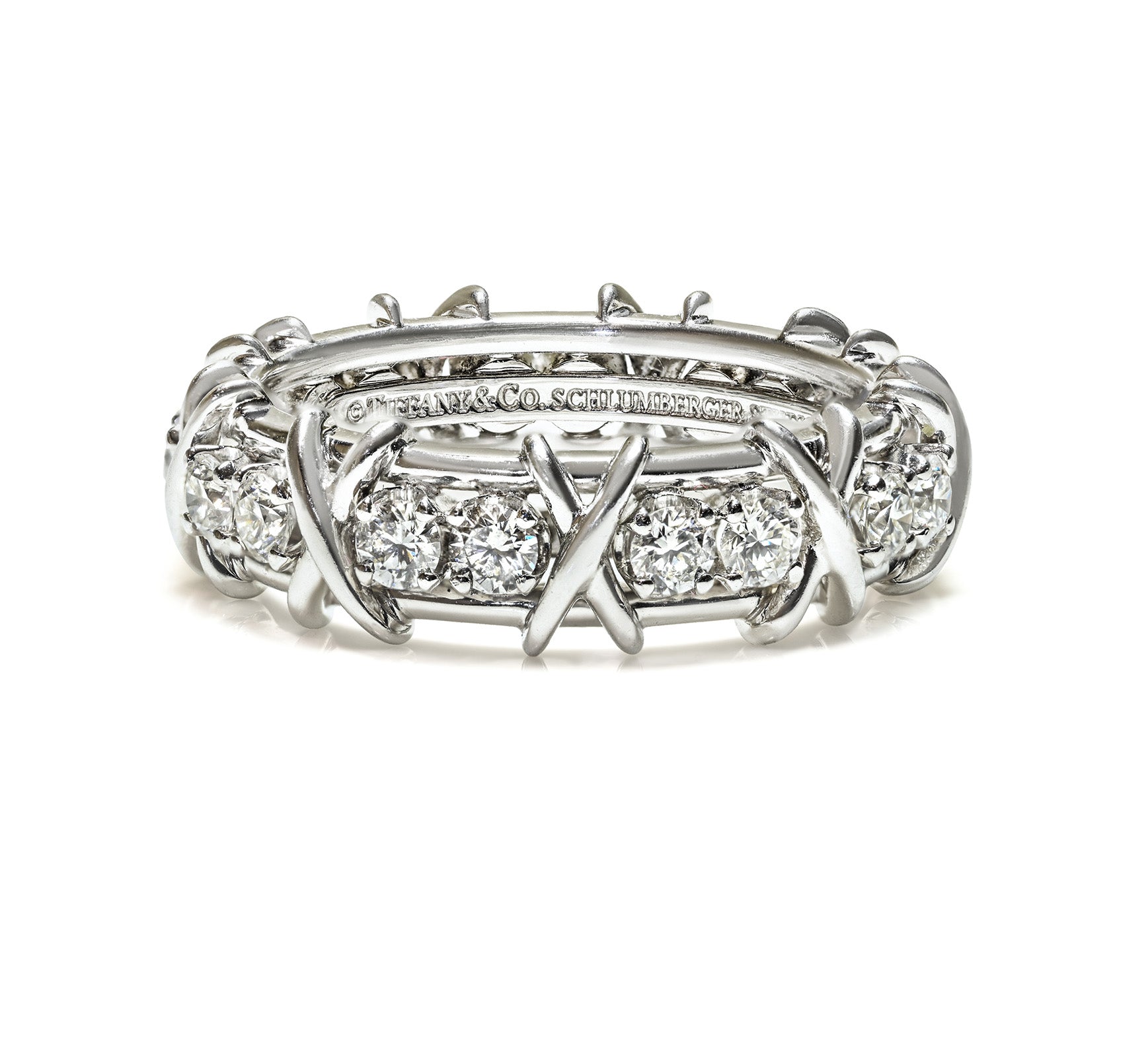 Tiffany Co. Schlumberger Eighteen Stone Platinum Diamond Ring