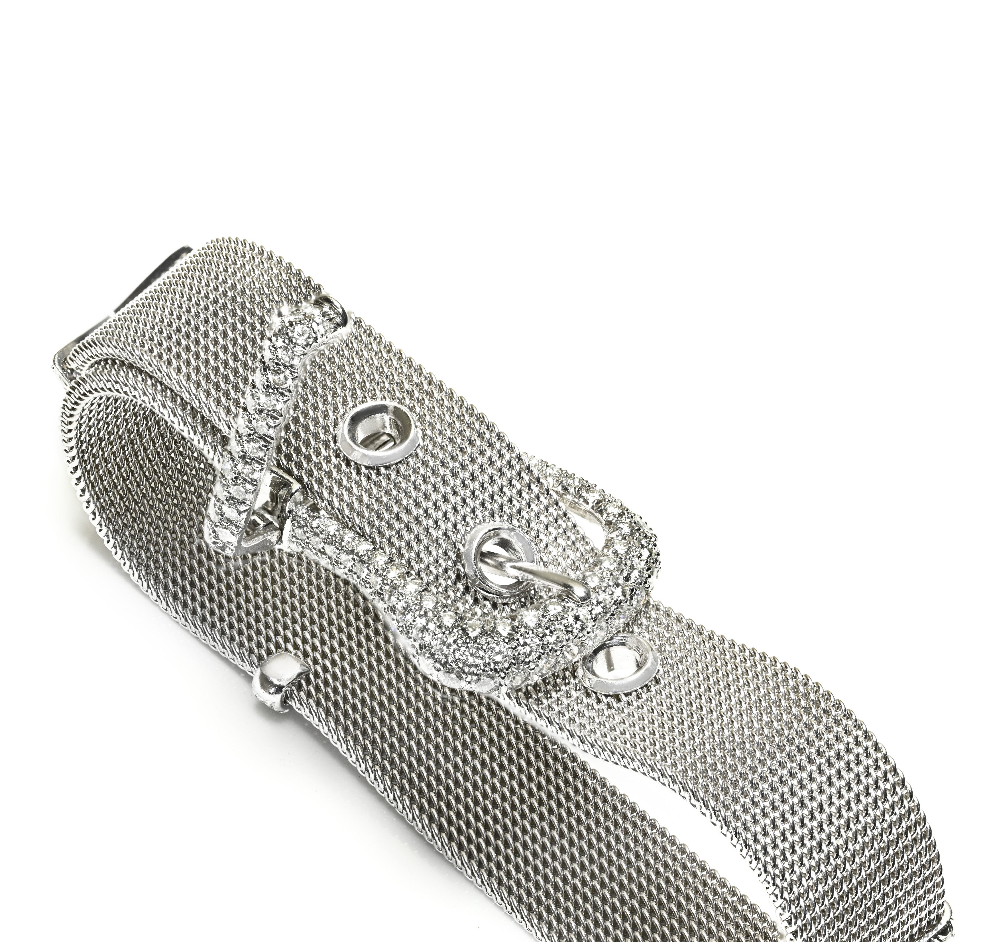 Tiffany & Co. Platinum Diamond Buckle Bracelet Luxury Iconic