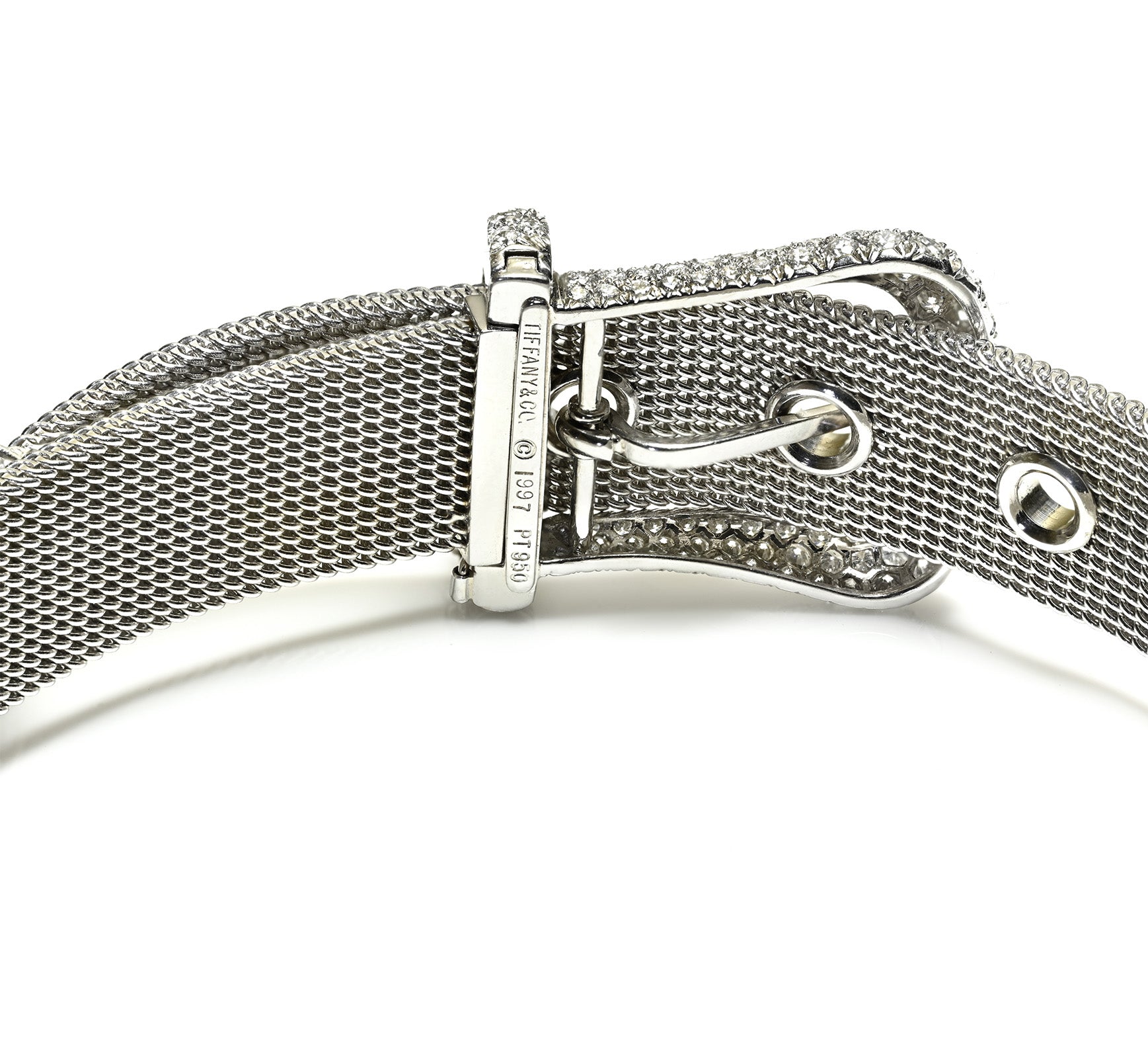 Tiffany & Co. Platinum Diamond Buckle Mesh Bracelet