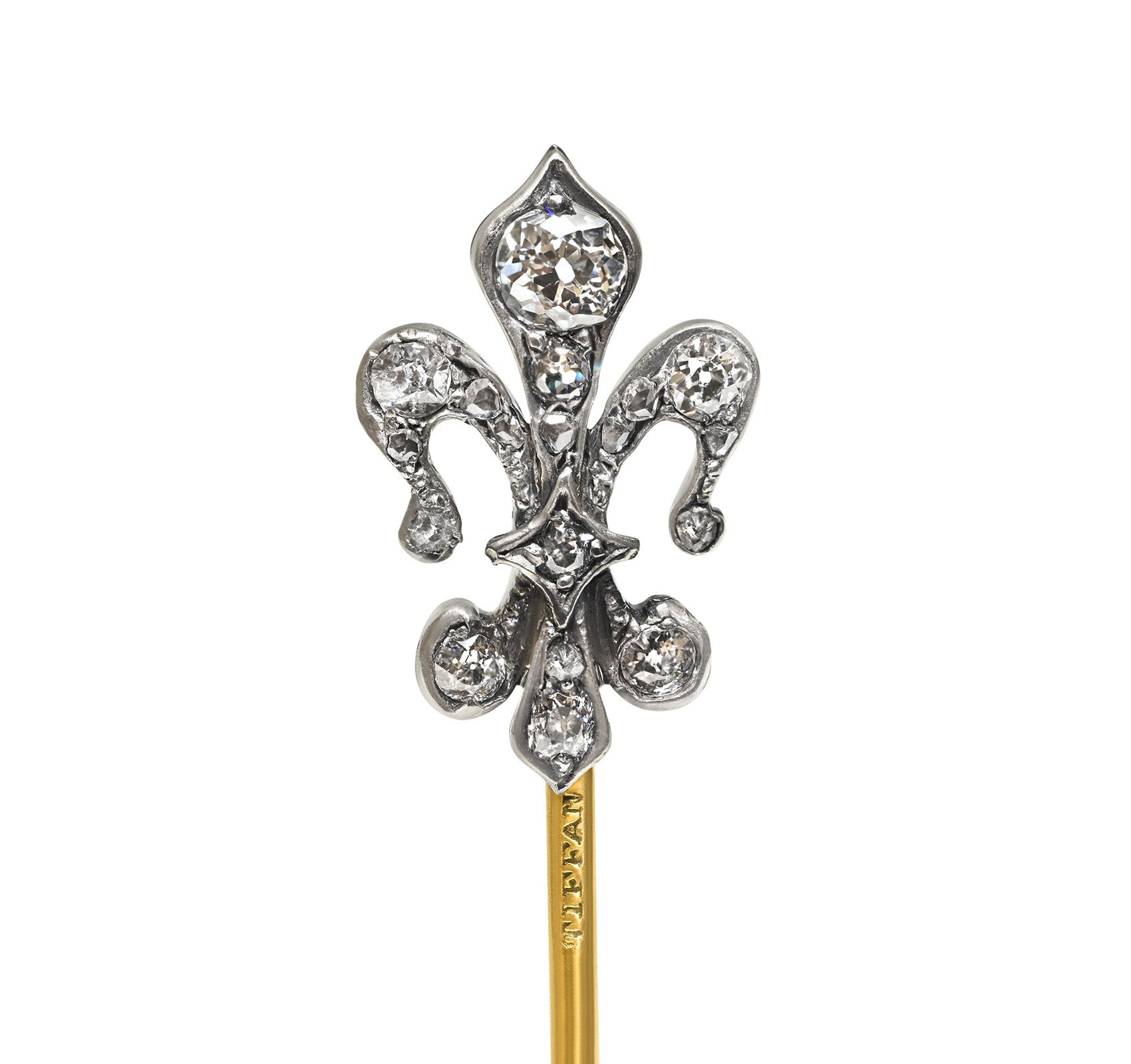 Antique Victorian Tiffany & Co. Fleur-de-Lis Diamond Stick Pin