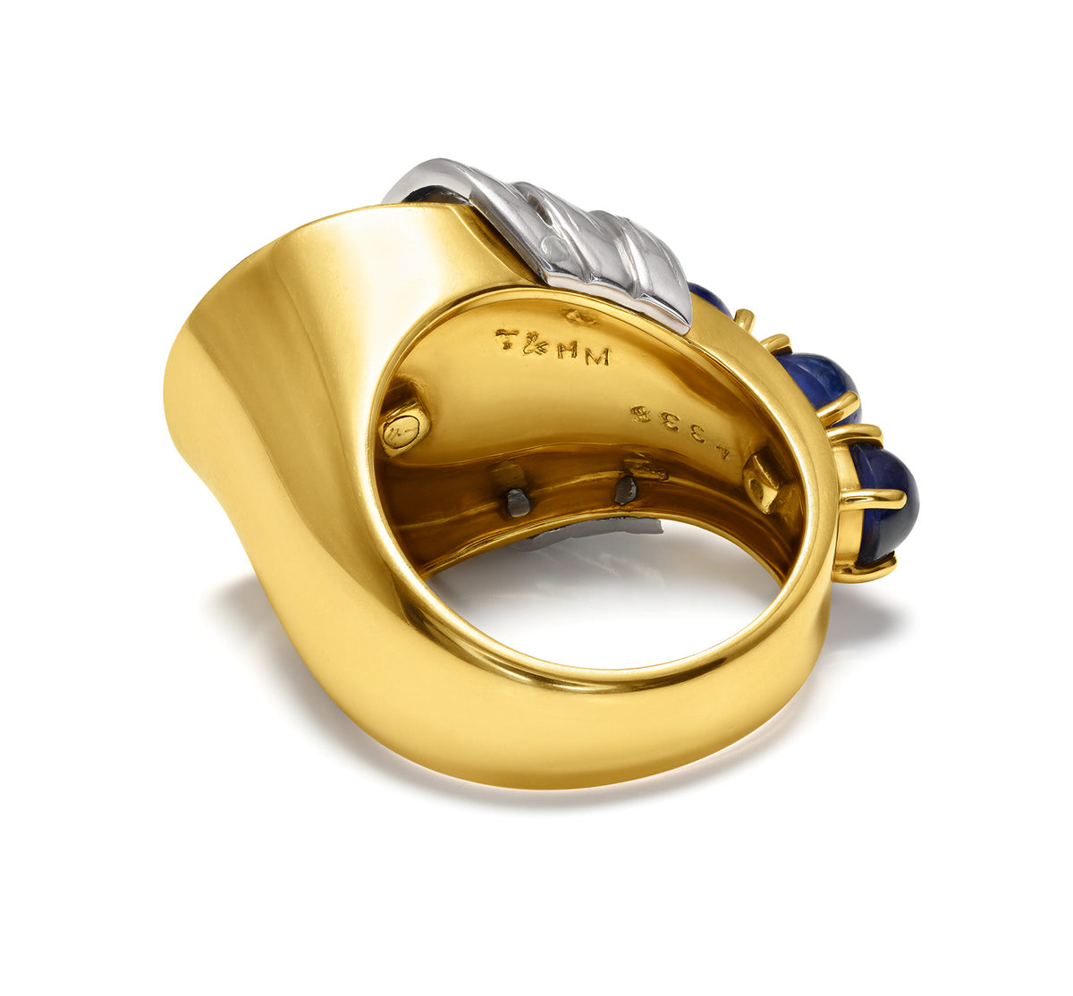 Hallmark Trabert & Hoeffer-Mauboussin Retro Sapphire Diamond Gold Ring