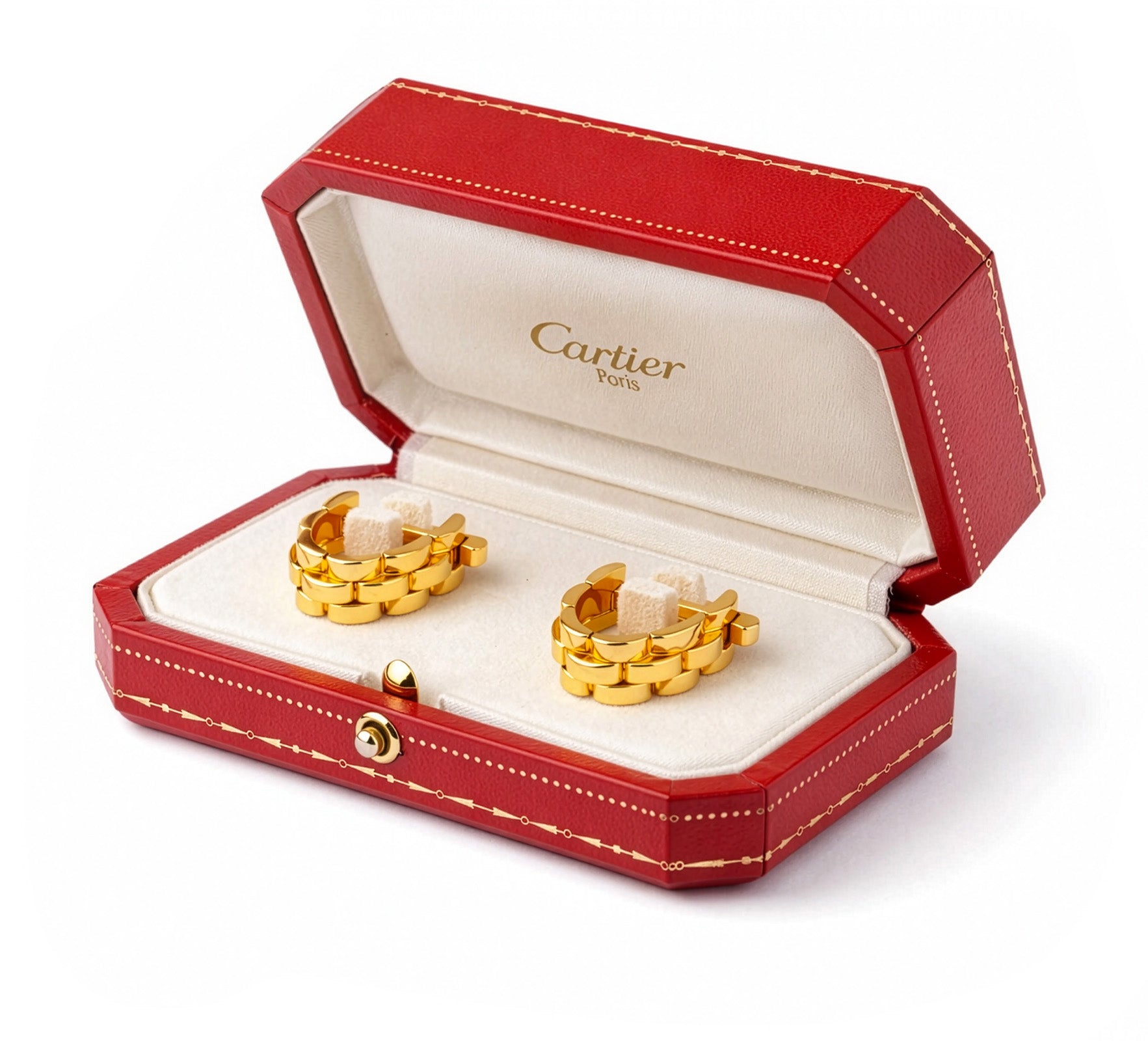 Cartier Panthère Maillon 18K Yellow Gold Stirrup Cufflinks