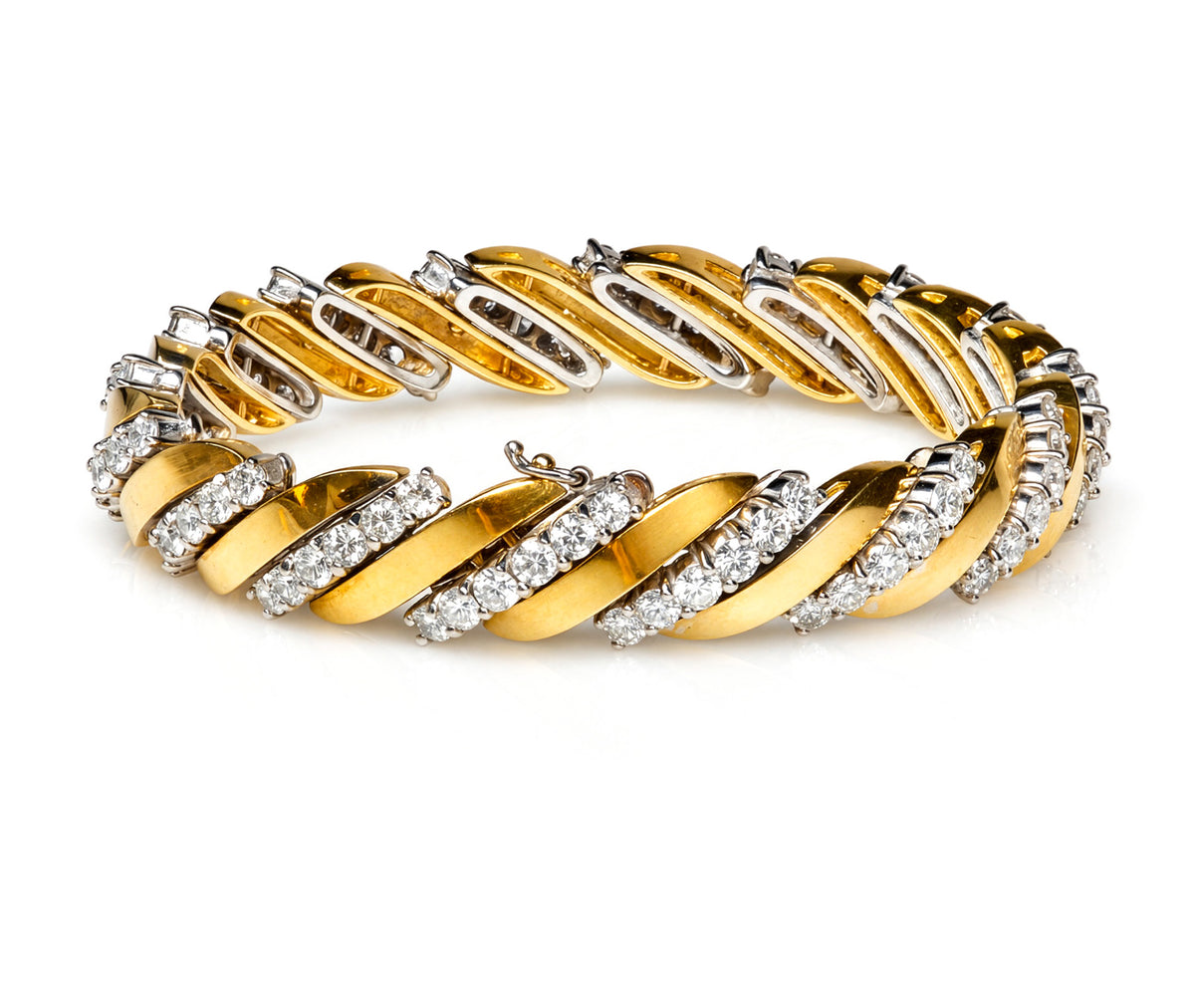 Diamond Bracelet in 18K Yellow and White Gold