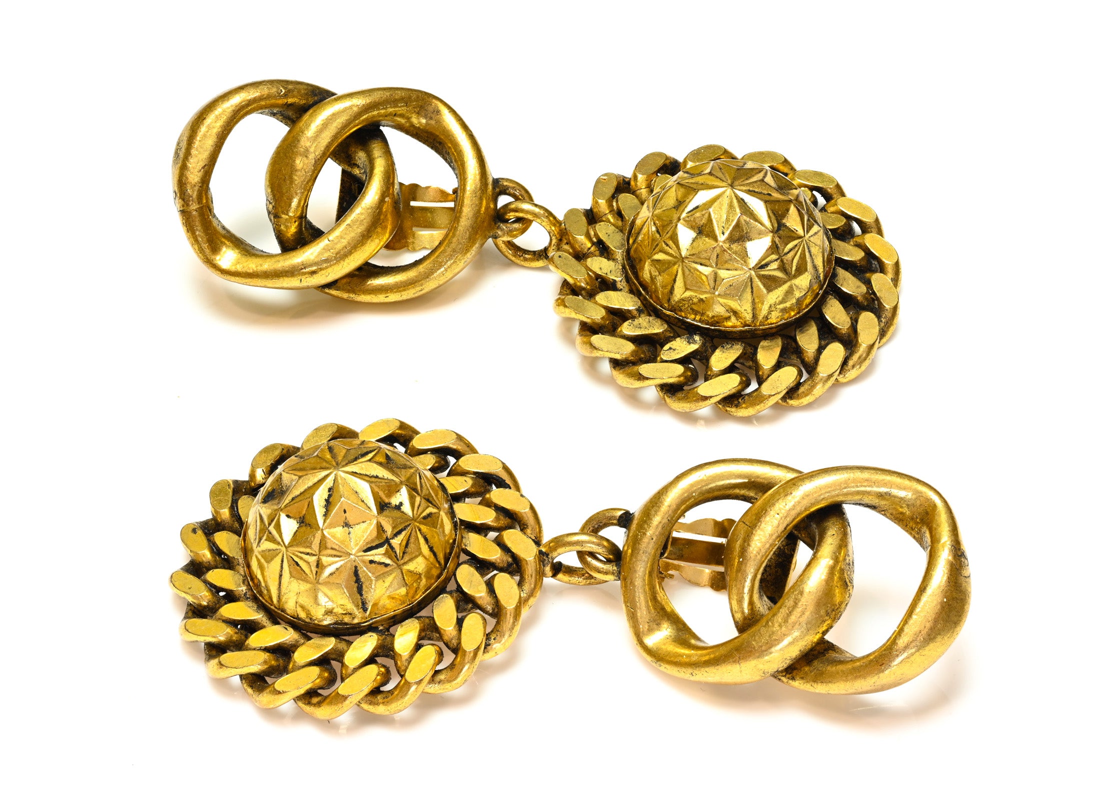 Vintage 1980's French Haute Couture Chain Large Earrings